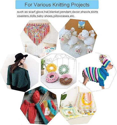 Miniatura 6 de Mdoker Juego de agujas de tejer de aluminio con estuche, 22 agujas de tejer rectas de un solo punto, agujas de suéter de 13.5 pulgadas de longitud