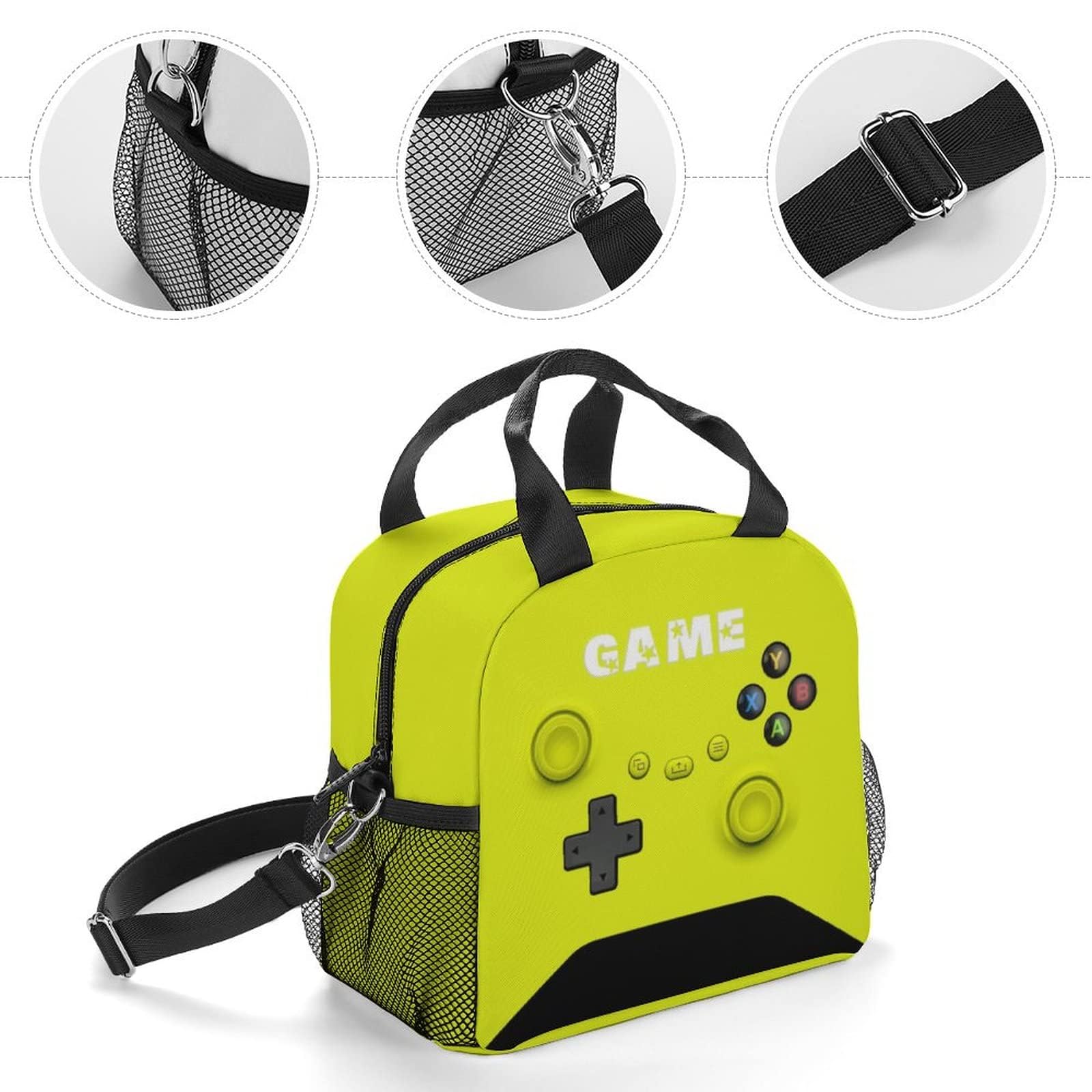 Bolsa de almuerzo de juego para niños y niñas, almuerzo de videojuegos aislada para entrenamiento, viajes, caja reutilizable, caja térmica para comida