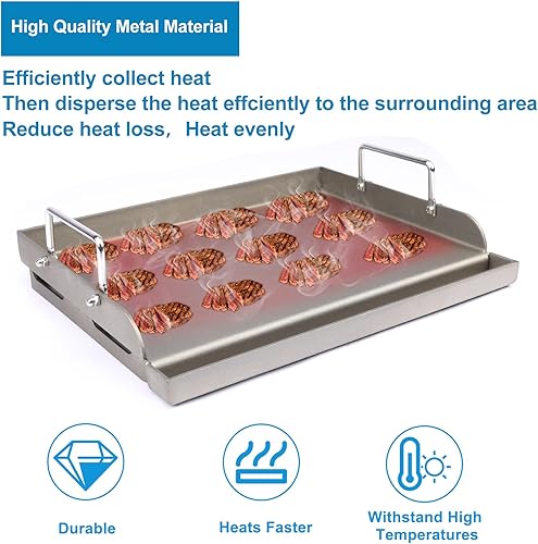 Miniatura 47 de Uniflasy Plancha reversible de hierro fundido para parrilla superior para estufa de 16 7/8 pulgadas, sartén plana, placa de plancha de hierro
