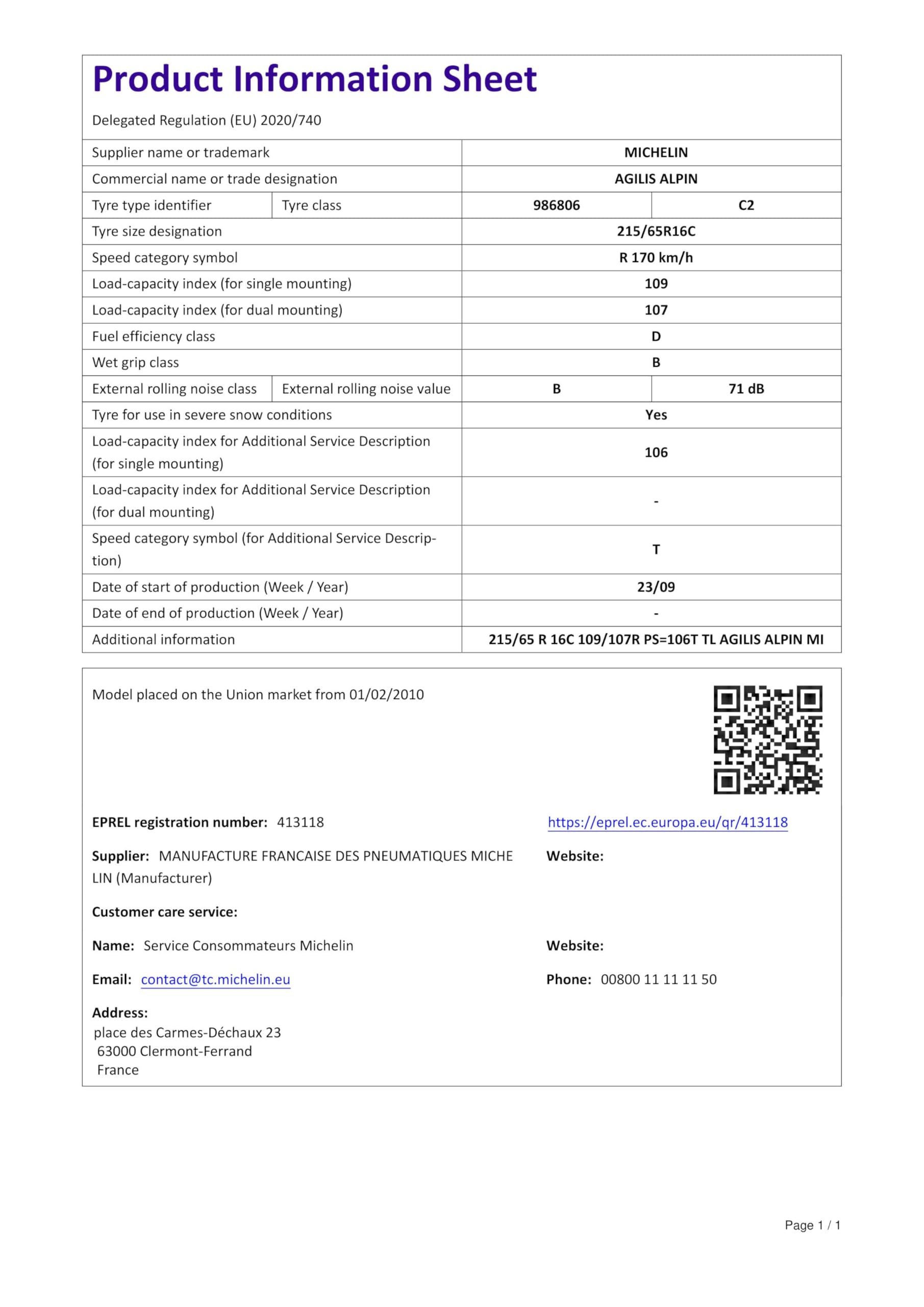 MICHELIN Agilis Alpin opony zimowe 215/65R16C 109R/107T M+S/3PMSF