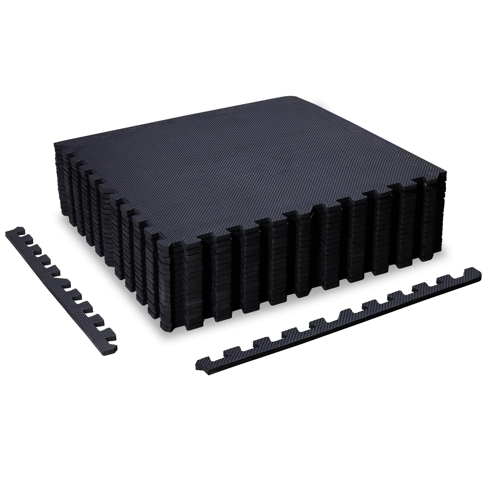 CCLIFE Tappeto Puzzle palestra tappeto a incastro pavimento gommato palestra tappeto da fitness tappeto antiurto,60x60 cm 16 pezzi nero - tessitura tela