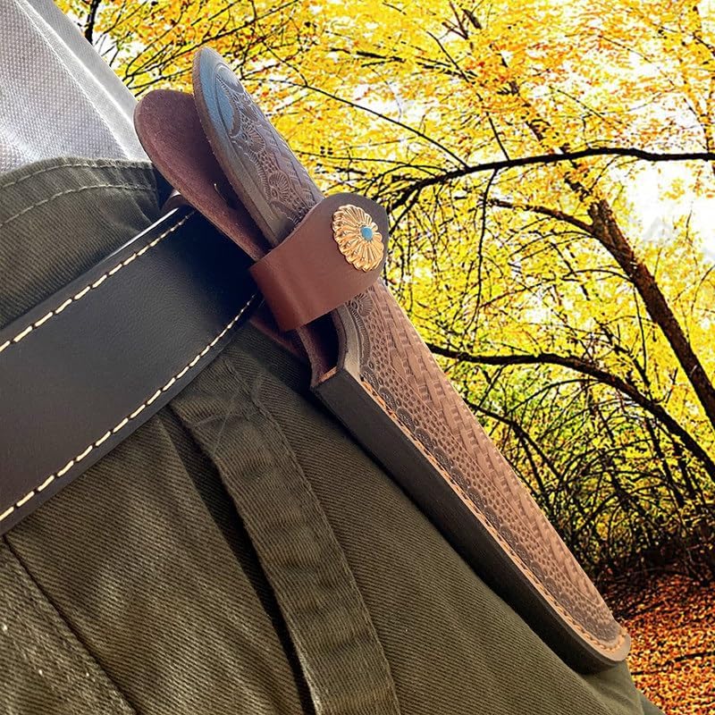 1PC Knife Sheath with Belt Loop, Cowhide Leather Protective Case with Snap Closure Fits for Home and Outdoor