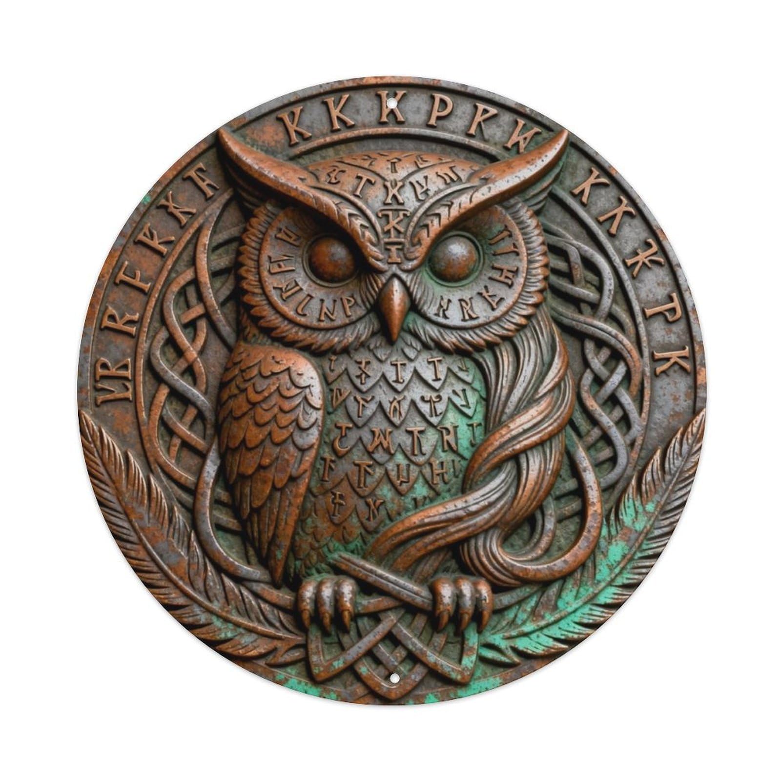 Celtic Blodeuwedd Owl Maiden Rune Metal Tin Sign Plaque