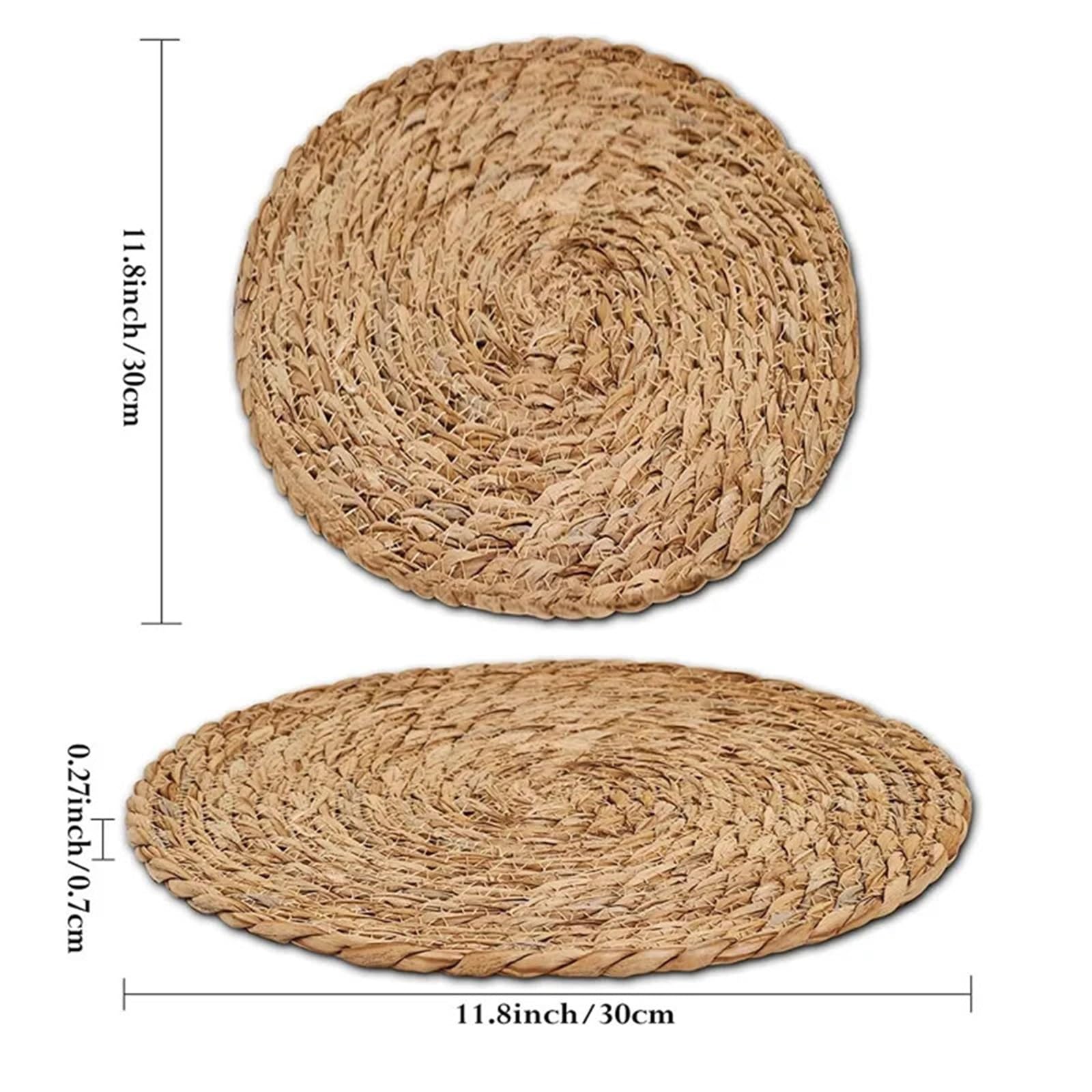 4/6/8 pezzi tovagliette in rattan intrecciato a mano rotonde con isolamento termico tavolo tessuto naturale for sala da pranzo decorazioni for matrimoni a casa(6PC)