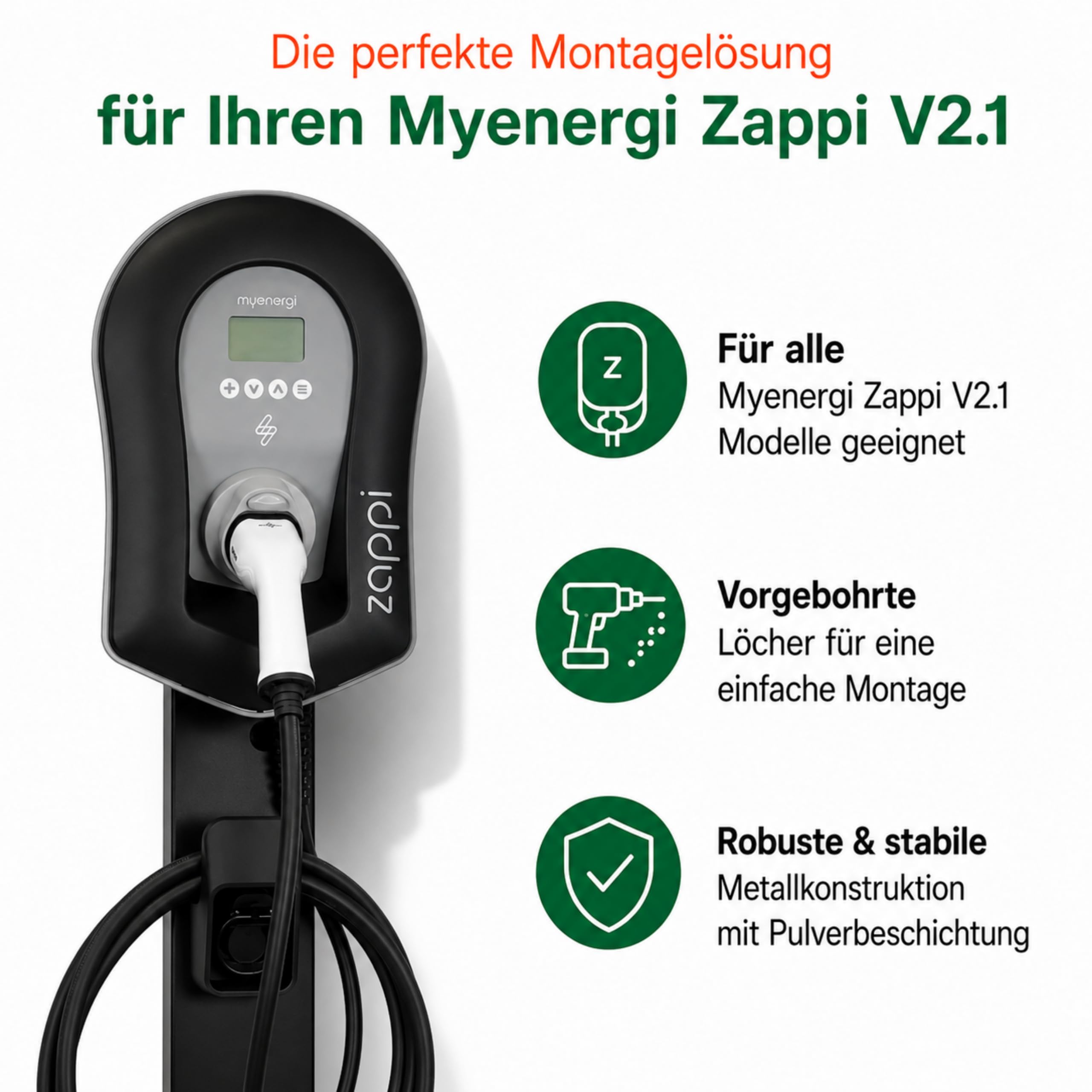 LDY Wallbox Standfuß für Myenergy Zappi V2.1, Stahl, 149 cm