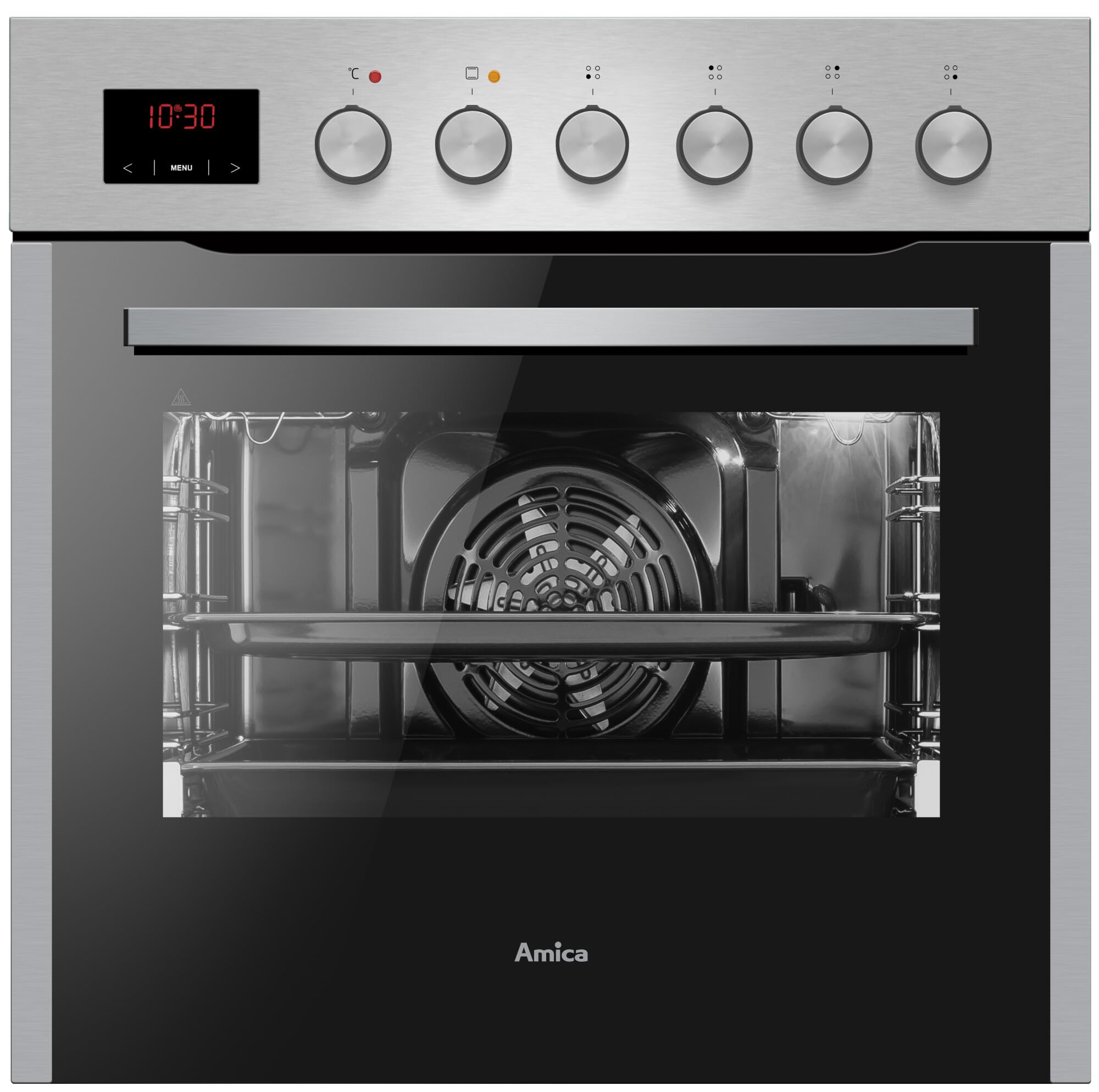 Amica Einbau Herd Set 65L Backofen Heißluft Ringsystem Gaskochfeld vier Kochzonen Gusseisentraeger SteamClean EasyClean SoftClose SensorControl 1fach Auszug