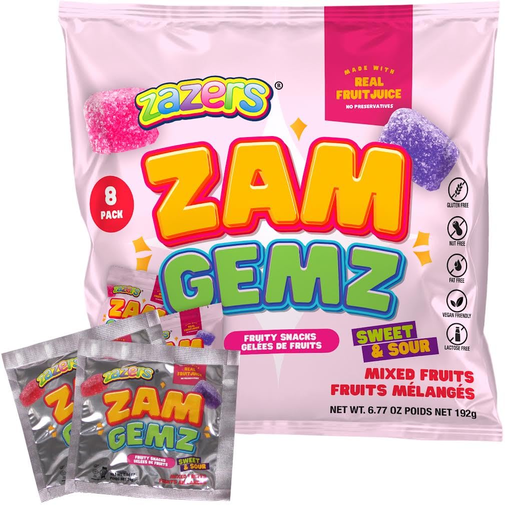 Amazon.com : Zazers ZAM GEMZ Fruity Snack – Sweet & Sour Mixed