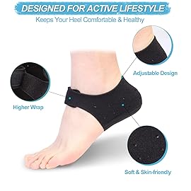 Conffill Thicker Heel Cushion Cups for Heel PainUpdated Version, Plantar Fasciitis Heel Spur Relief Products, Heel Supports Inserts, Heel Protectors for Pressure Sores, S(2pair), Black