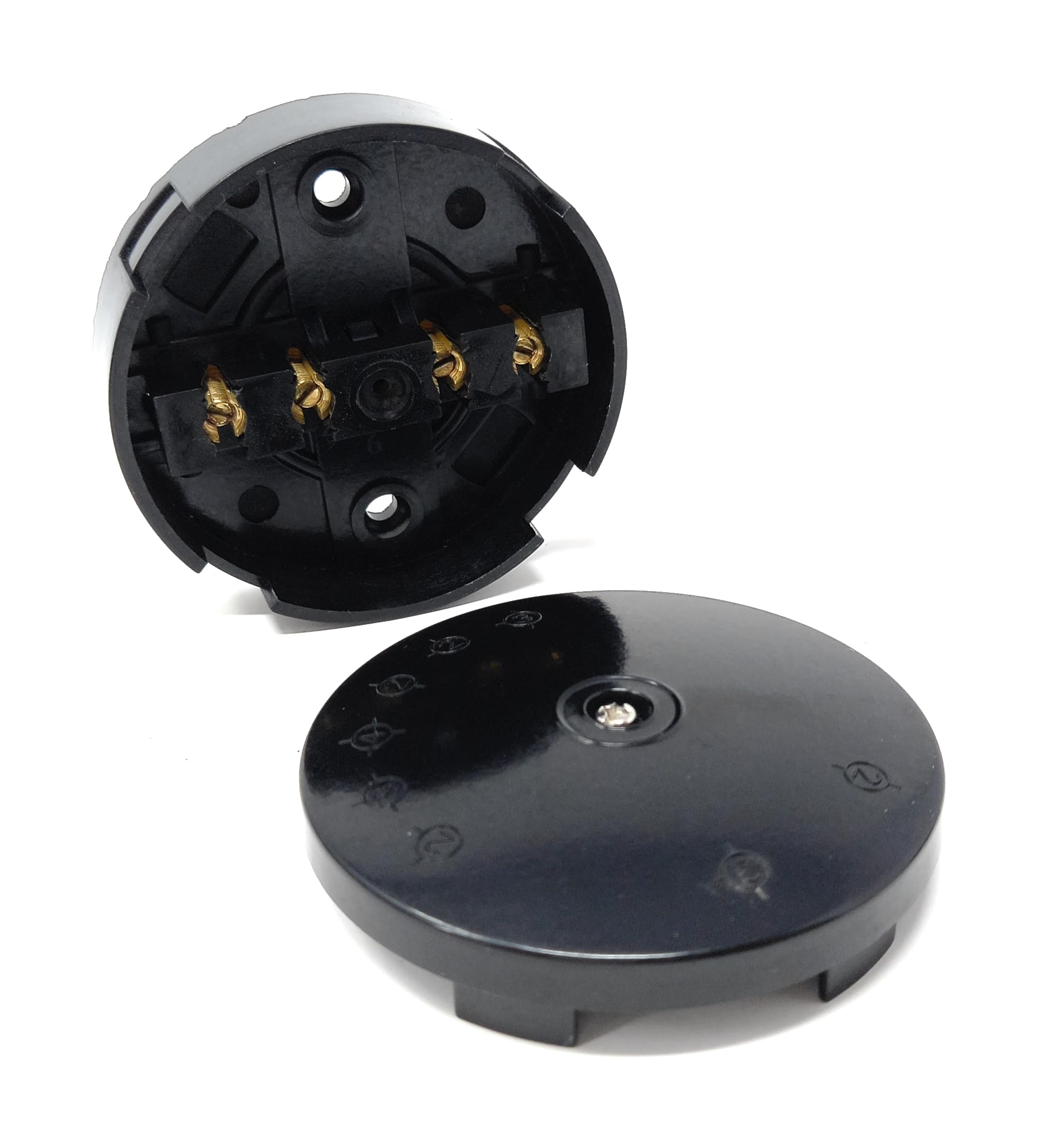 4-Terminal Round Junction Box – 20A Rated – 75x25mm Black Electrical Connector Housing for Wiring, Lighting & Power Distribution – Durable Enclosure for Indoor & Outdoor Use