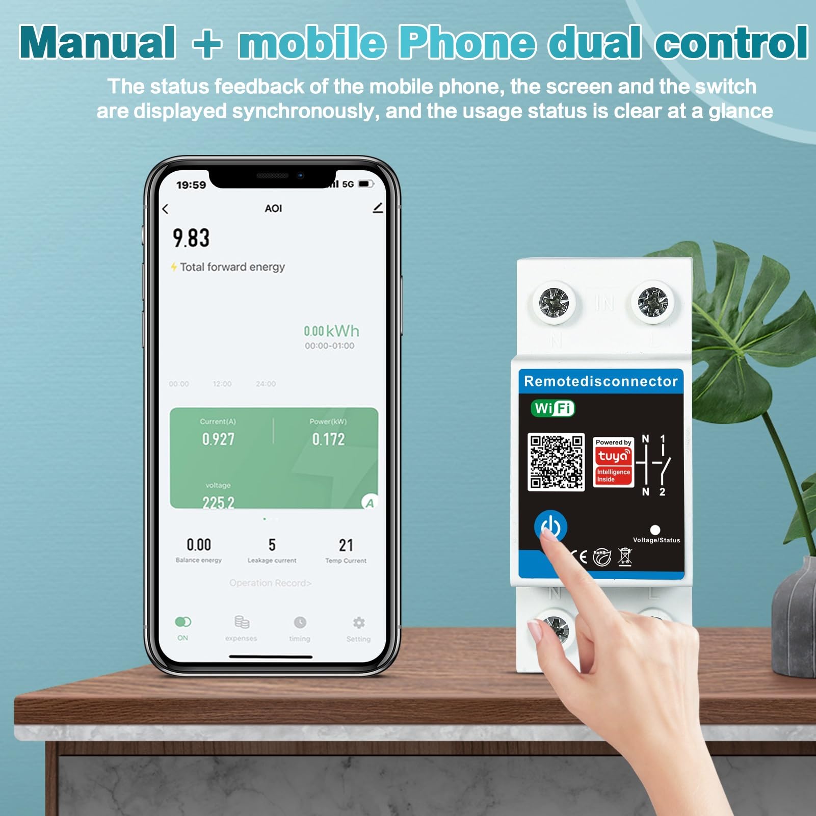 DEWIN Minuterie sur Rail DIN avec Wi-FI, Interrupteur Intelligent Tuya WiFi sur Rail DIN avec Application Mobile et télécommande, 63 A AC 230 V