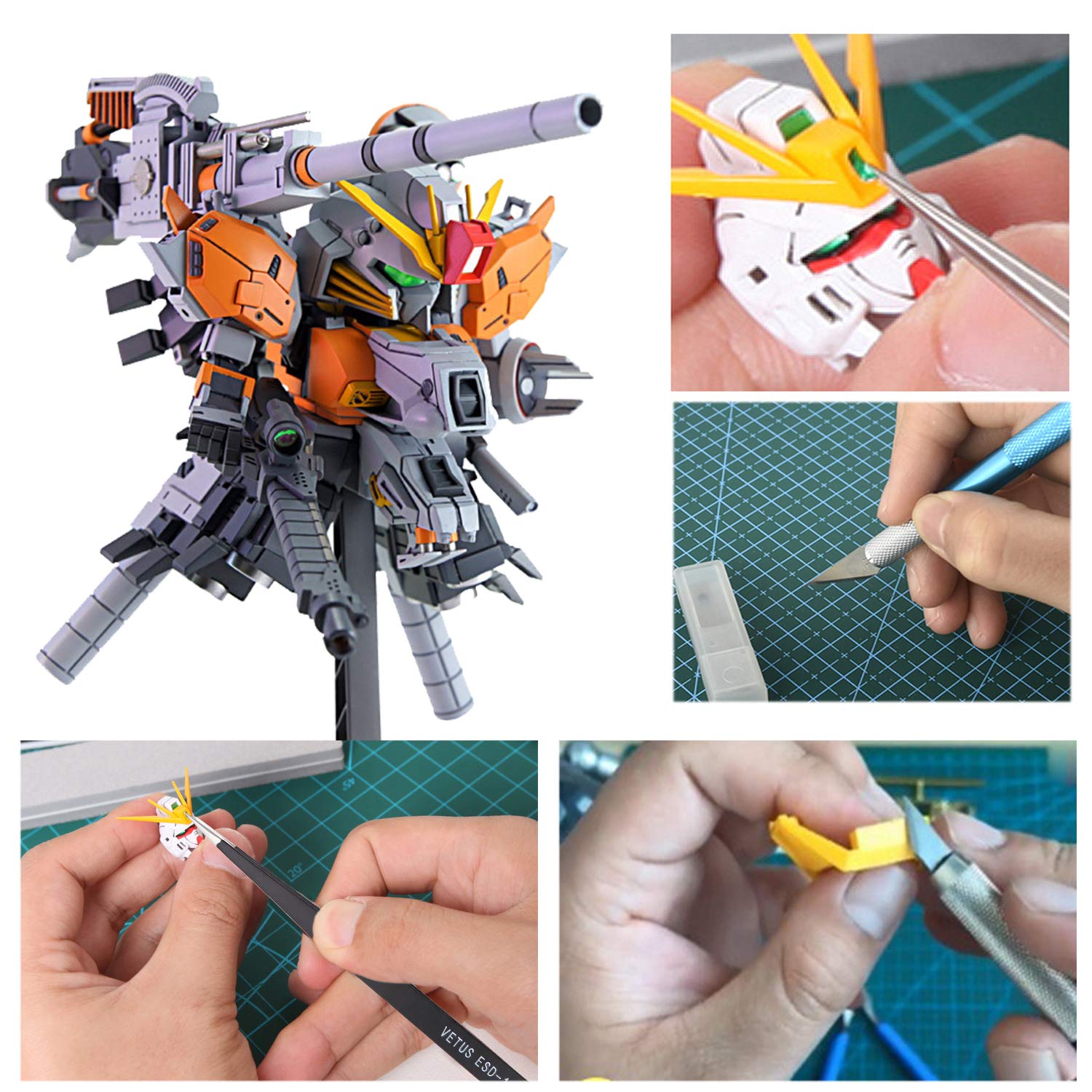 HSEAMALL 9 STÜCKE Modellbau Werkzeug Set,Gundam Modeler Grundwerkzeuge Hobby Werkzeug Sets Basic Tools für Auto Modell Bausatz DIY Reparatur