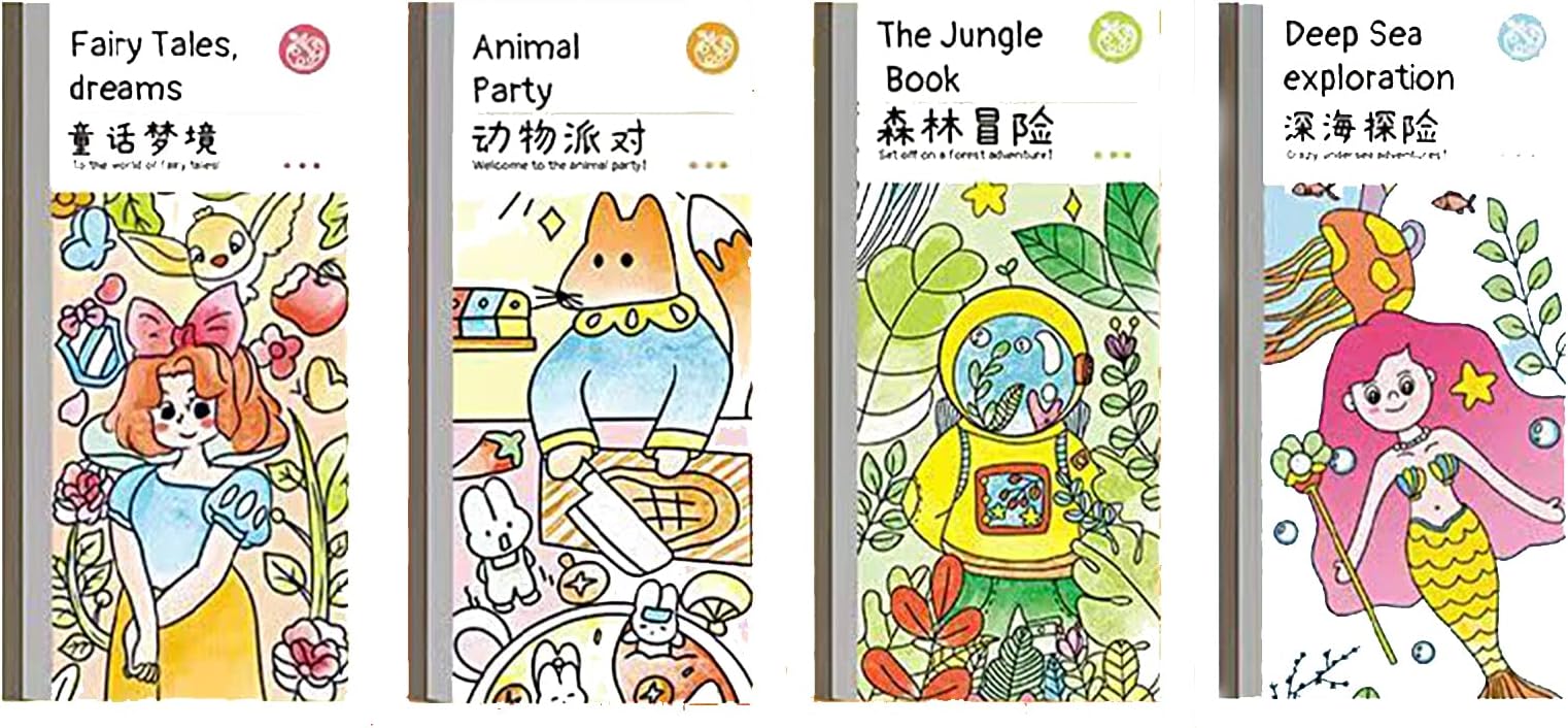 4Pcs Pocket Watercolor Painting Book for Kids, Watercolor Paint Bookmark Kit, Pocket Watercolor Book, Travel Pocket Watercolor Book