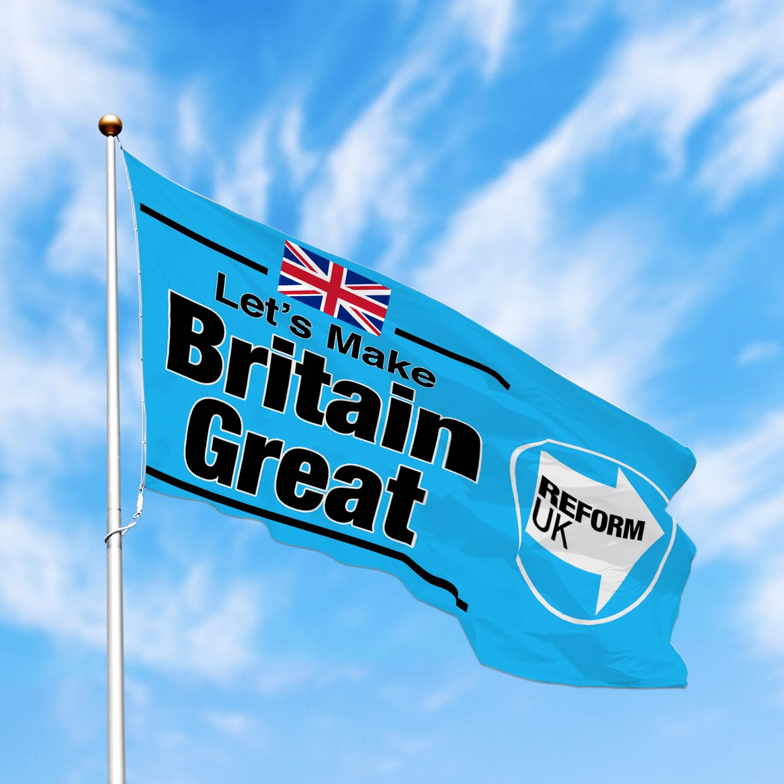 Reform Uk Flag 150X90Cm Flags Large Outdoor Decorative Union Jack Flag for Yard Balcony & Events, Durable Polyester with Grommets - Image 3
