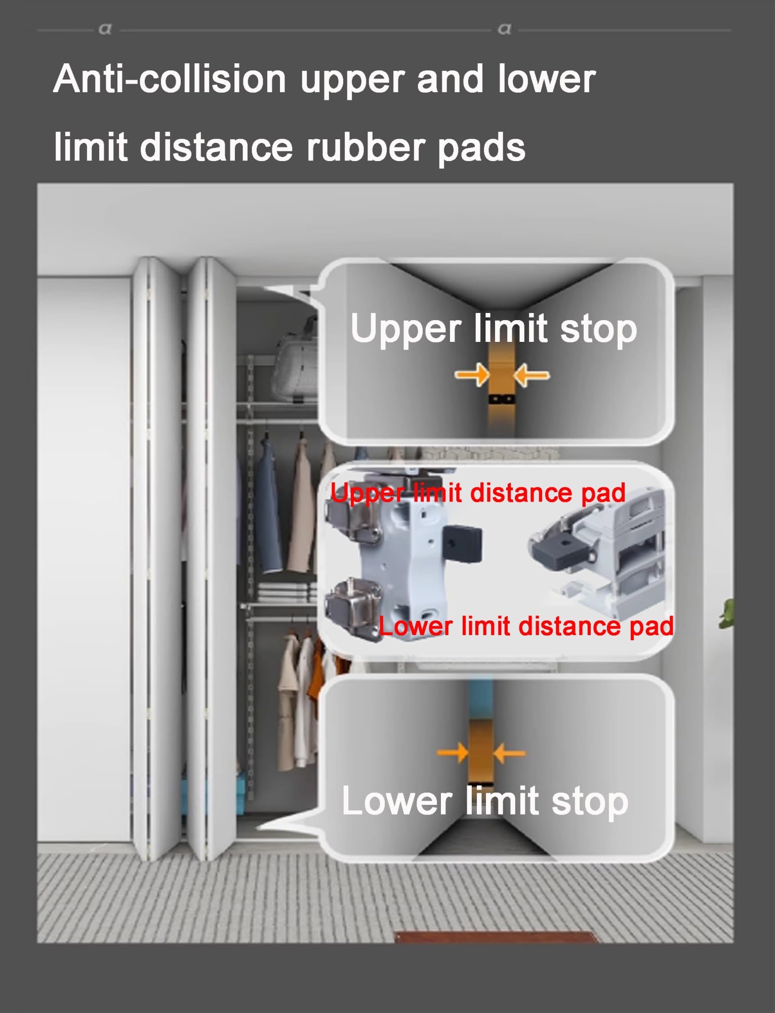 Genérico Rieles de Empuje y tracción for Puertas Plegables, Accesorios de herrajes for Puertas de baño, Cocina, balcón y Cierre de amortiguación.(150cm)