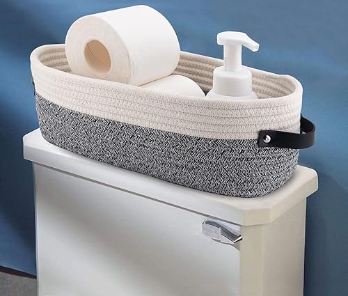 Miniatura 2 de Oradrem Cesta pequeña de cuerda de algodón tejida para organizar cesta decorativa para decoración bohemia, cesta de almacenamiento pequeña de 13 x