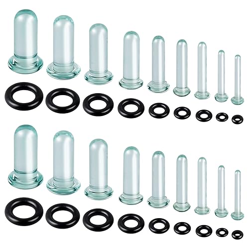6-18Pcs Glass Ear Stretching Kit 1.6-7mm/7.5-12mm Plugs for Ears Gauges