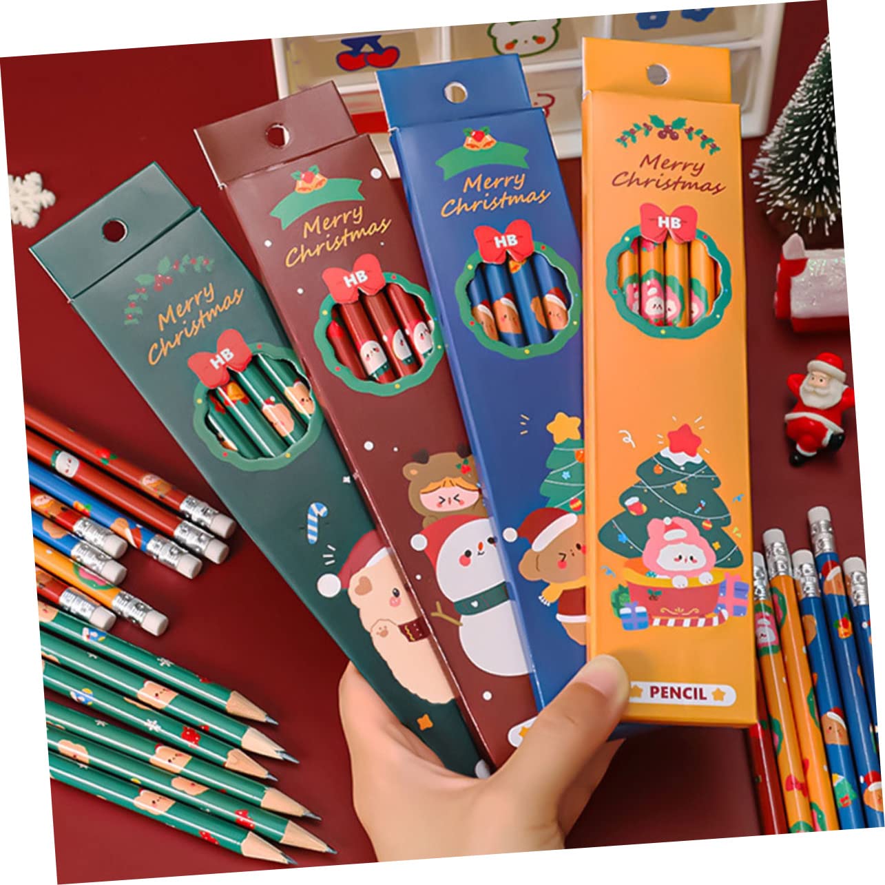 4 Sätze Weihnachts Bleistiftspitzer Elektrischer Schulbleistift Bleistifte Für Weihnachten Gelmarker Bleistift Zum Prüfen LED Topper Bleistifte Für Hb Skizzenbleistift Stück * 4