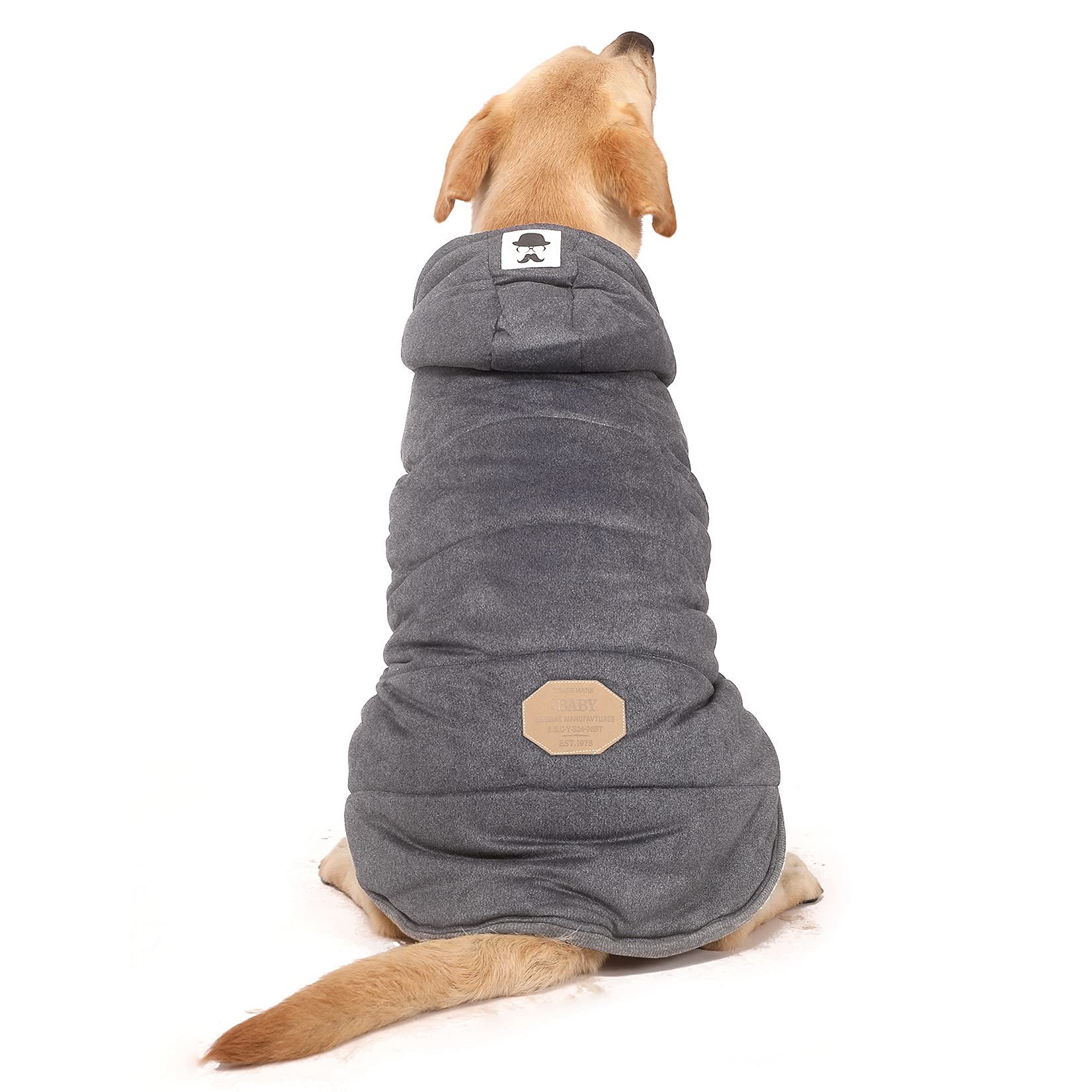 Zunea Dog Hoodie Vest Coat Fleece Lined Winter Warm Puppy Jacket Clothes Soft Hooded Coat Windproof Pet Sweatshirt Apparel for Medium Large Dogs Gray 7XL