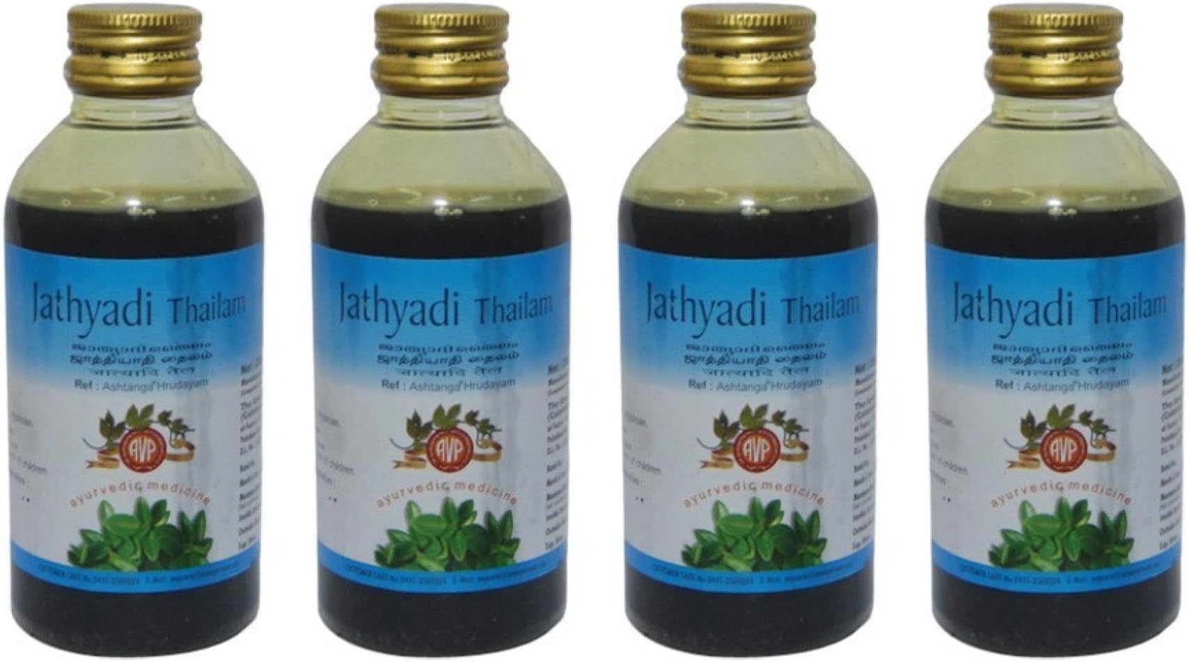 The Arya Vaidya Pharmacy 4 x Jathyadi Thailam by AVP - 200ml (Pack of 4)