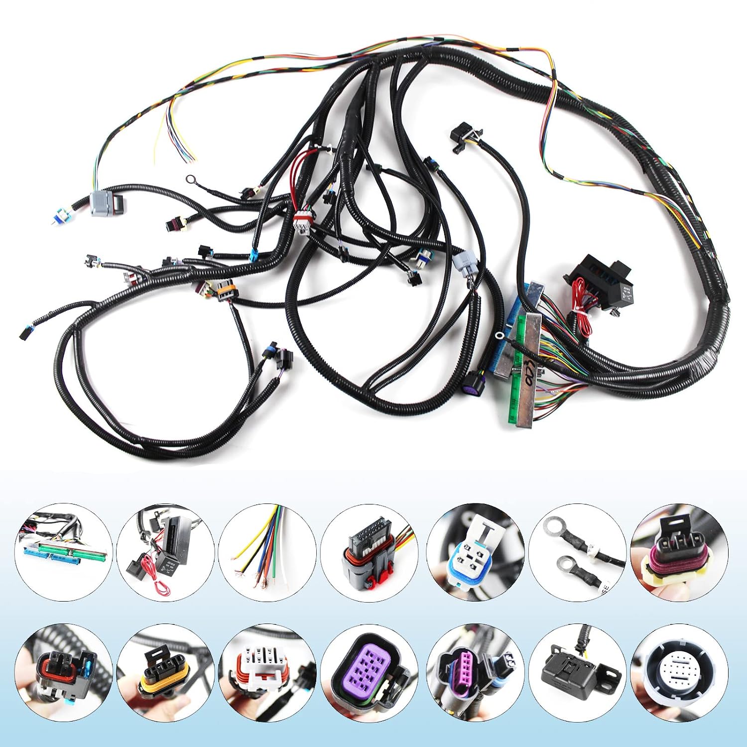 W/4L80E Standalone Wiring Harness - with EV1,EV6 Injector Plug and 3 Pin MAF Plug Compatible with 2003-2007 LS 4.8L 5.3L 6.0L W/4L80E VORTEC Wiring Harness Aftermarket Parts