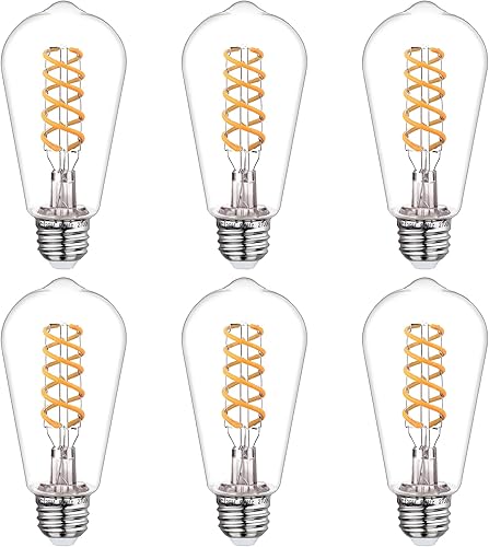 Miniatura 10 de Bombillas LED Edison regulables, equivalente a 6 W, bombilla vintage de 60 W, bombillas LED E26 5000K ST58ST19, bombillas LED en espiral flexible