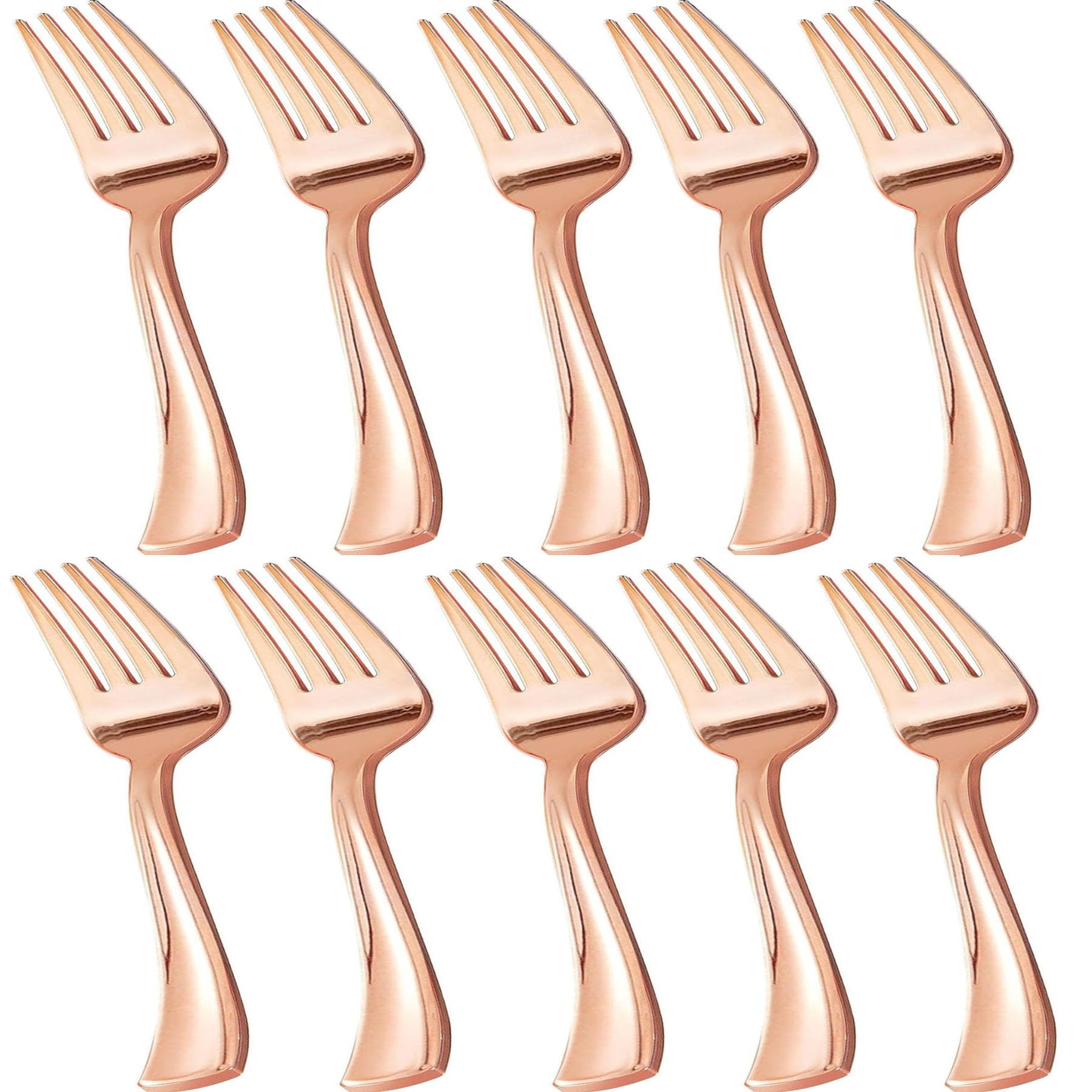 Rose Gold Forks Set of 10 for Lunch Dinner Table