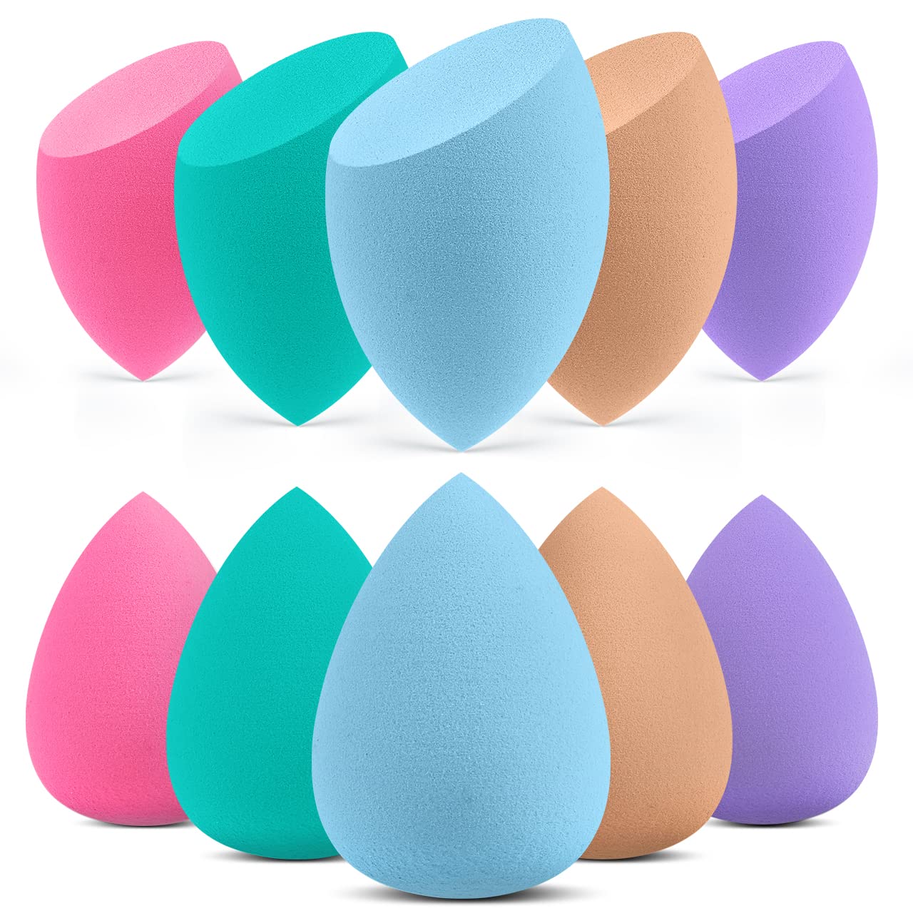 InnoGear Makeup Sponge, 10 Pcs Makeup Sponges Blender Set Beauty Cosmetic Foundation Blending Applicator Puff, Flawless for Liquid Cream Powder (