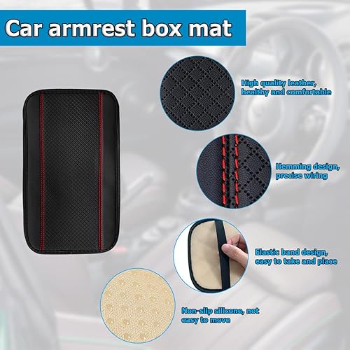 Miniatura 10 de Funda para consola central de automóvil, de piel sintética, funda de almacenamiento para reposabrazos de automóvil, accesorios interiores,