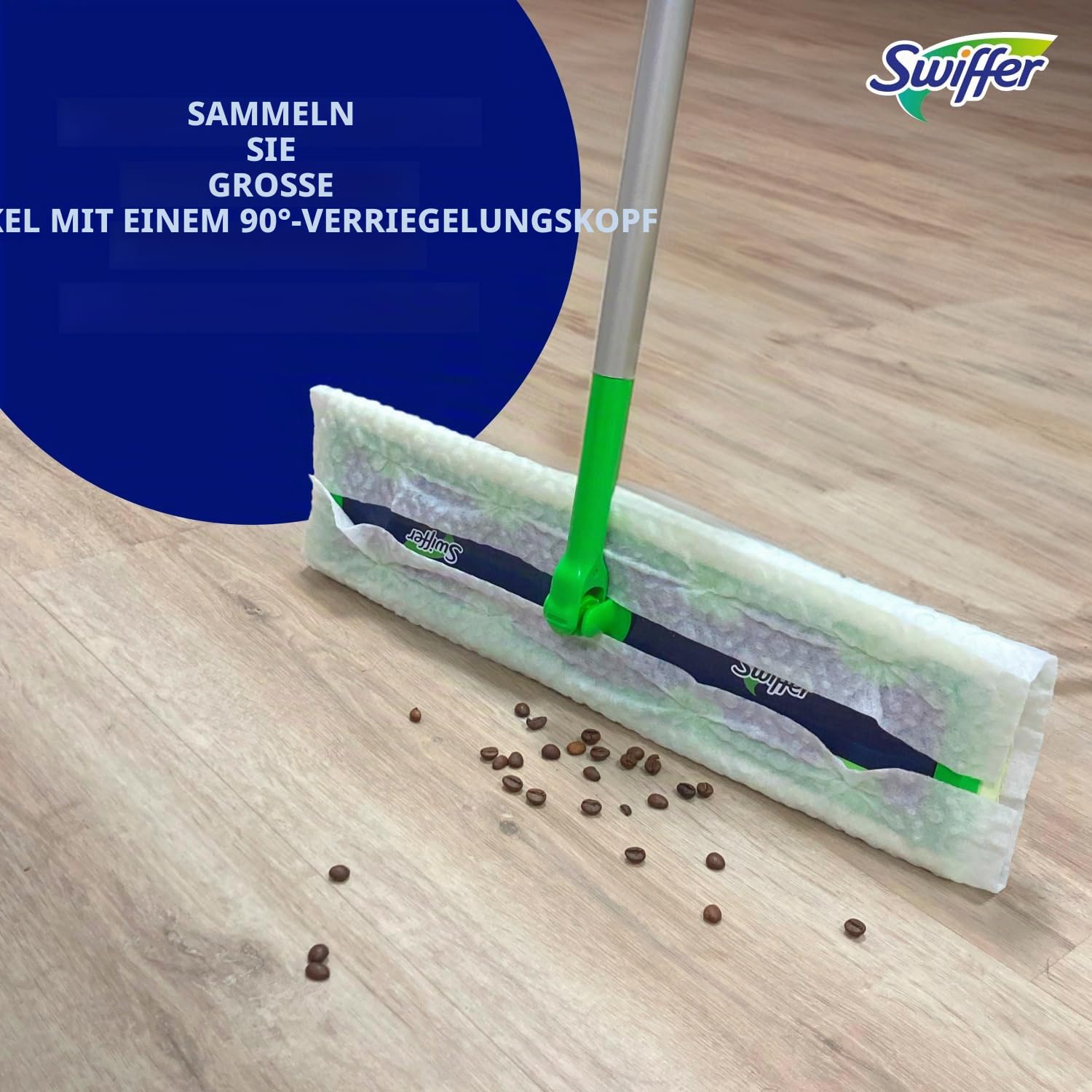 Swiffer Sweep + Mop XL, Besen & Mop Alternative, Bodenreiniger für Schmutz, Staub, Haare, Allzweck-Reinigungswerkzeug für Zuhause, Bad, Küche, Set beinhaltet 1 XL Kehrmaschine 8 XL Trockenpads 2 XL
