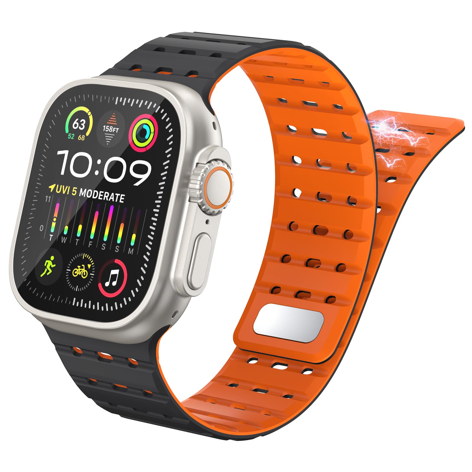 Delidigi Magnetic Sport Band Compatible with Apple Watch Ultra Band 49mm 46mm 45mm 44mm 42mm, Breathable Silicone Strap for iWatch Ultra 3 2 1, SE 3 2