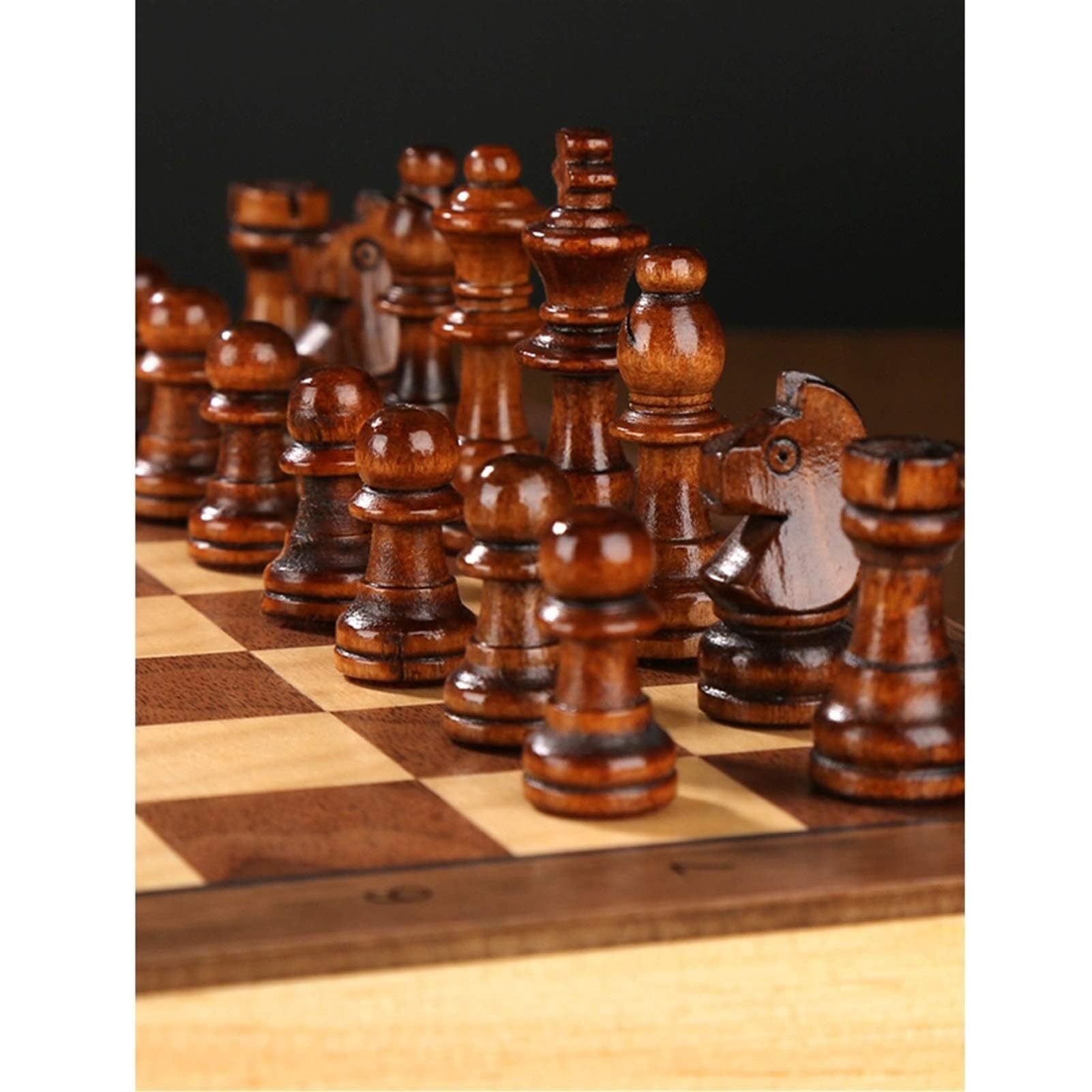 Set di scacchi magnetico pieghevole in legno con 2 regine extra, scacchiera interna for riporre gli scacchi for adulti, bambini e principianti scacchiera portatile(29 * 29cm)