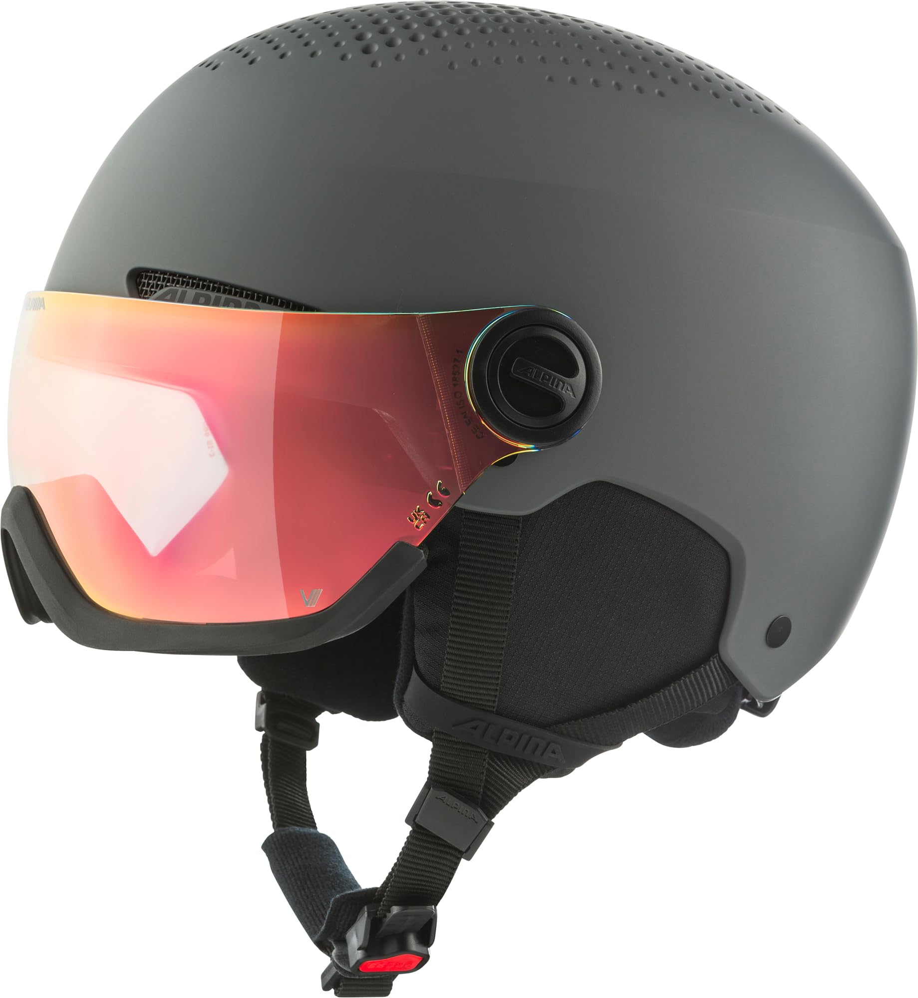 Alpina Arber Visor – Bezpieczny i lekki kask narciarski dla dorosłych, z wysokiej jakości wizjerem Alpina, optymalna absorpcja wstrząsów, coffee grey, M (54-58)