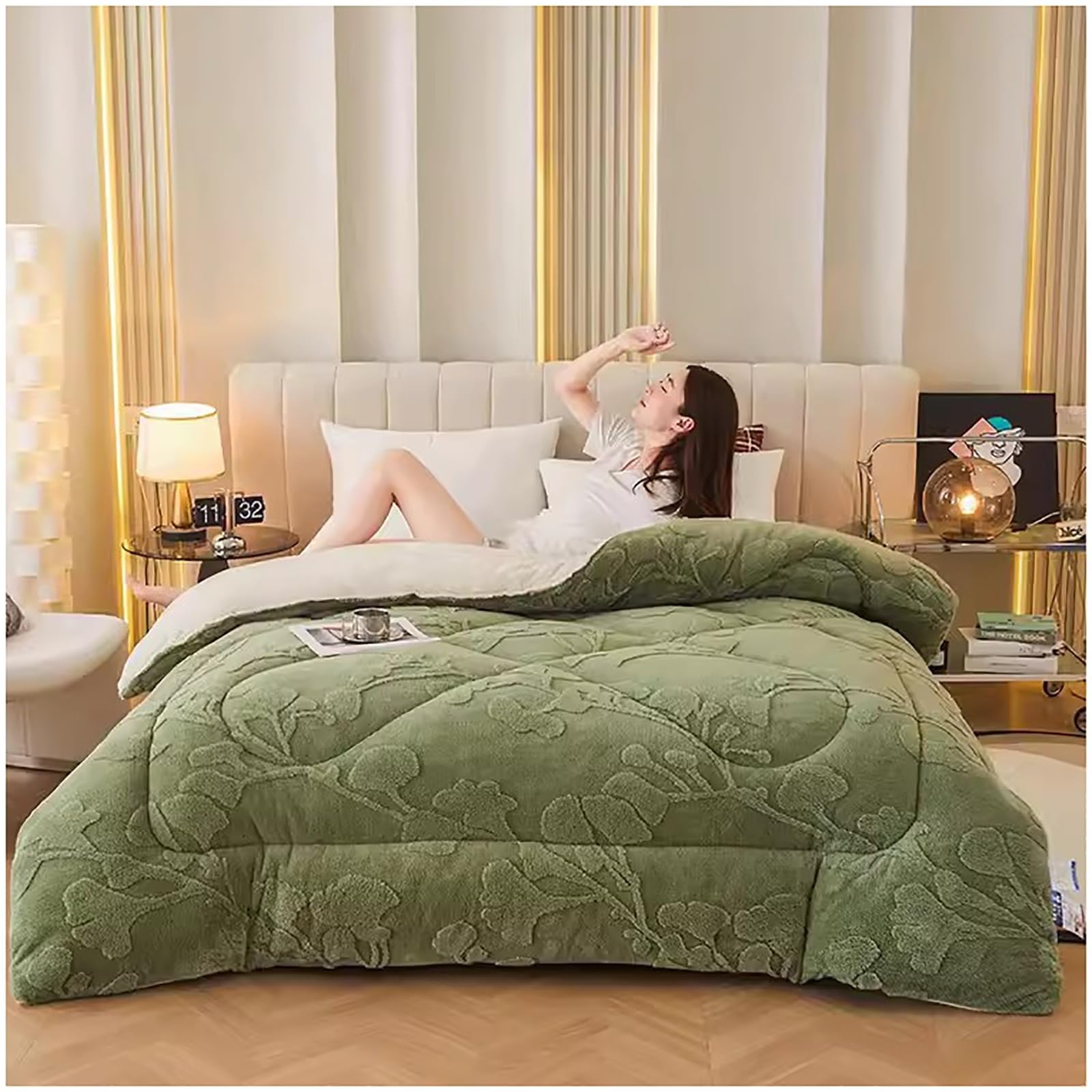 Thickened Super Soft Warm Lamb Quilt Winter Blanket，Breathable Warmth Fluffy Plush Double Sided Velvet Bed Blanket for Cold Weather(Color3,200x230cm(5KG))