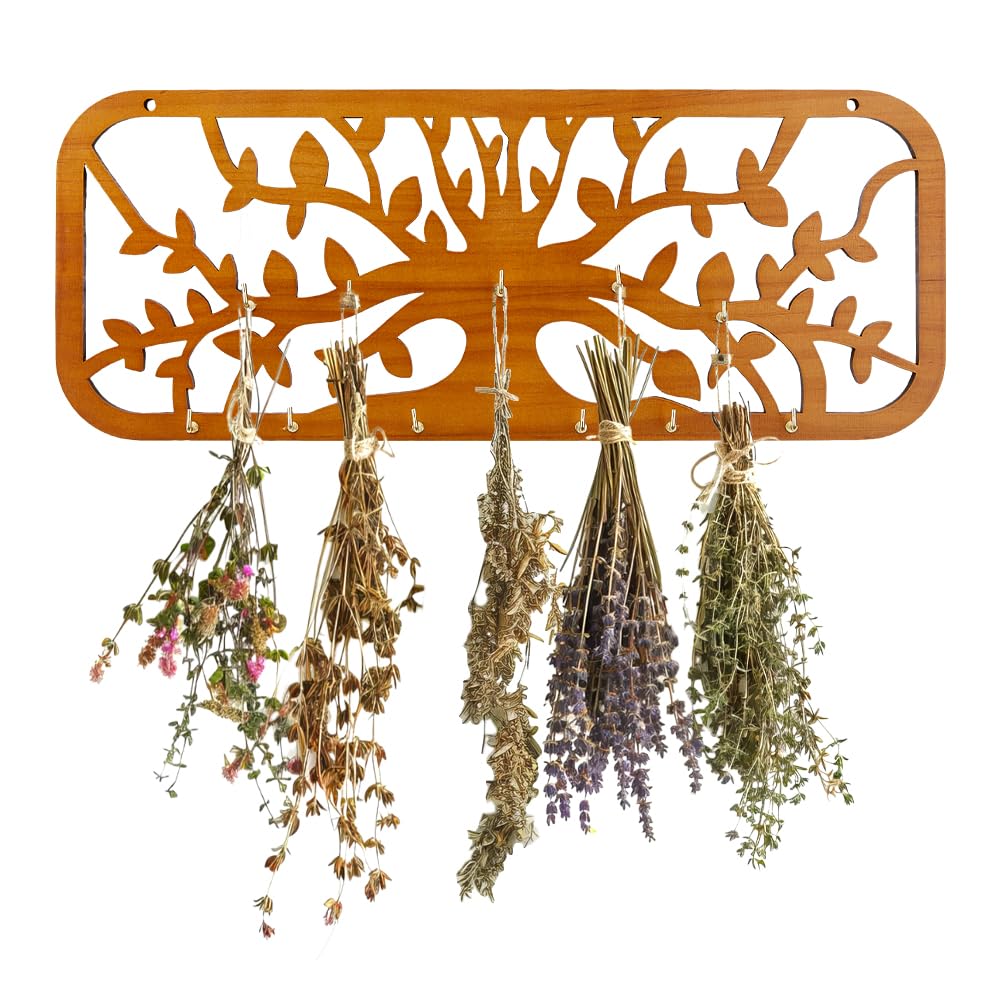 Estante de secado de flores secas SUPERFINDINGS con 11 ganchos para colgar plantas en la pared