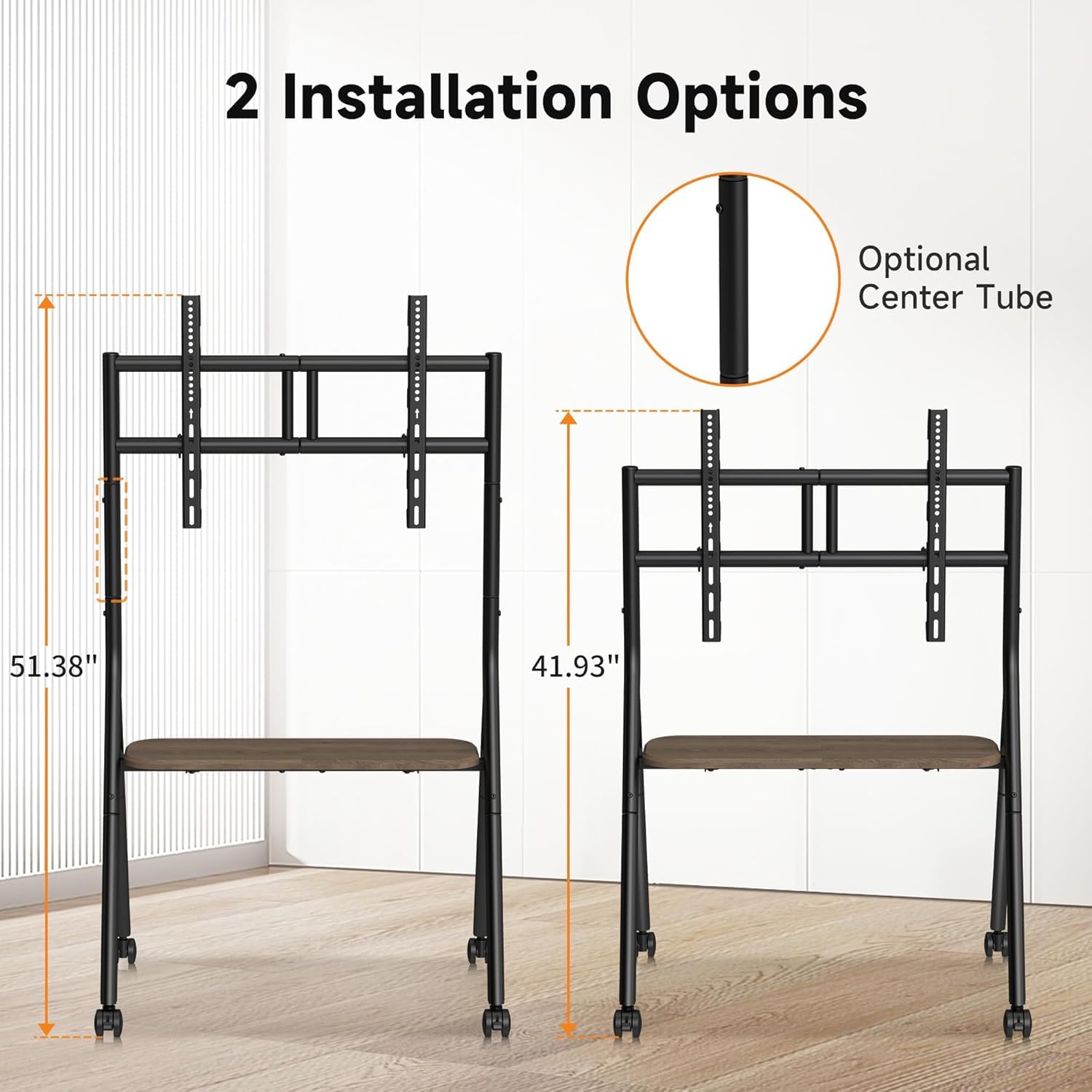 XINLEI Soporte de TV con ruedas para televisores de 32 a 80 pulgadas (hasta 55 kg), carro de TV móvil y portátil, con estante para el hogar y el salón, máx. 600 x 400 mm norma VESA, negro, ML5CM