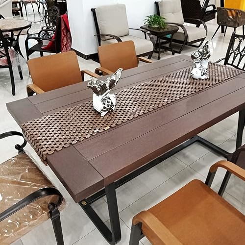 Miniatura 6 de HJJKKH Camino de mesa de bambú de 71 x 14.2 pulgadas, tapete de mesa de bambú, camino de mesa tradicional hecho a mano, camino de mesa de madera de