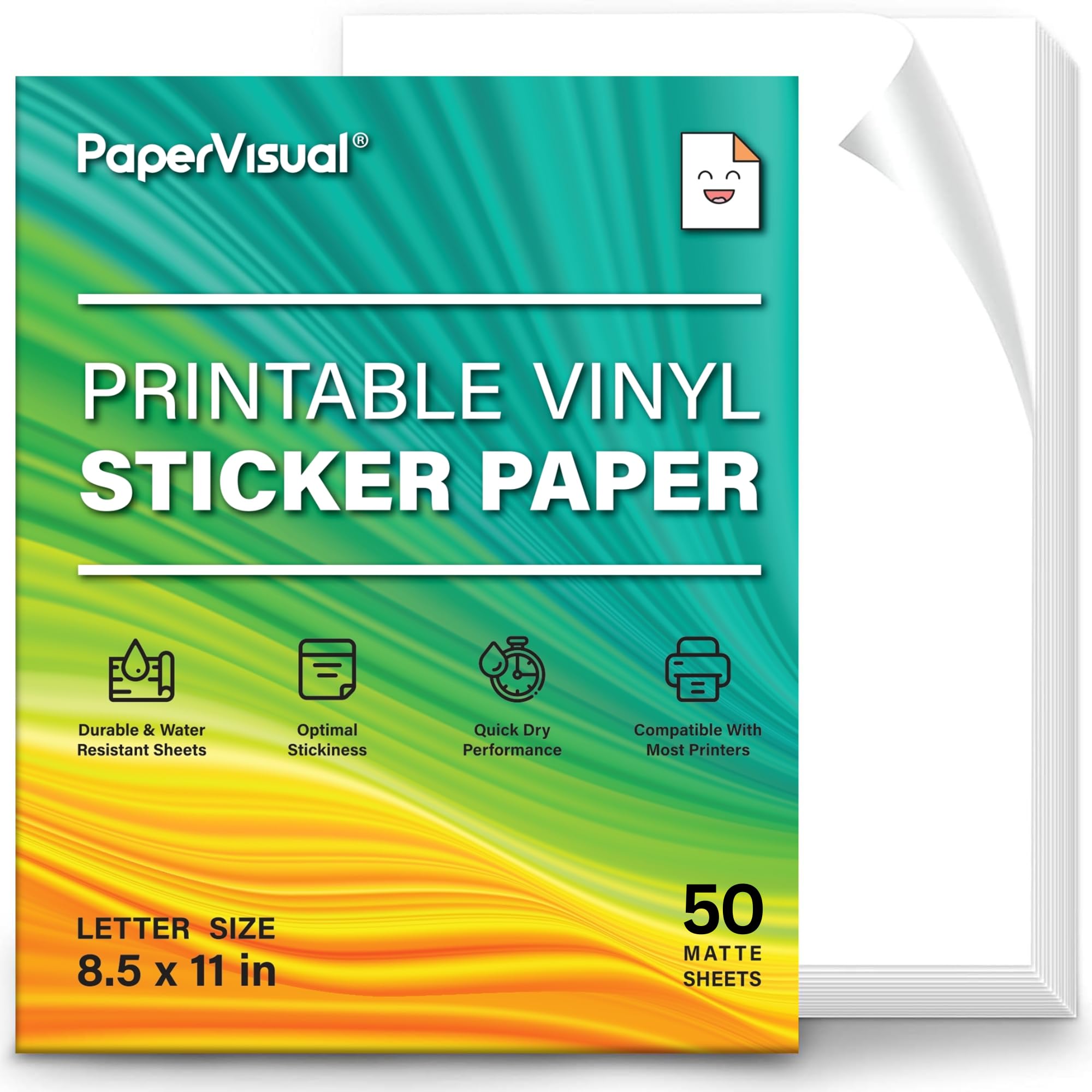 50 papieru do drukowania do drukarki atramentowej, matowy biały wodoodporny papier do drukarki - 20 x 28 cm, gruby, odporny na rozmazywanie, odporny na rozdarcie - kompatybilny z drukarką