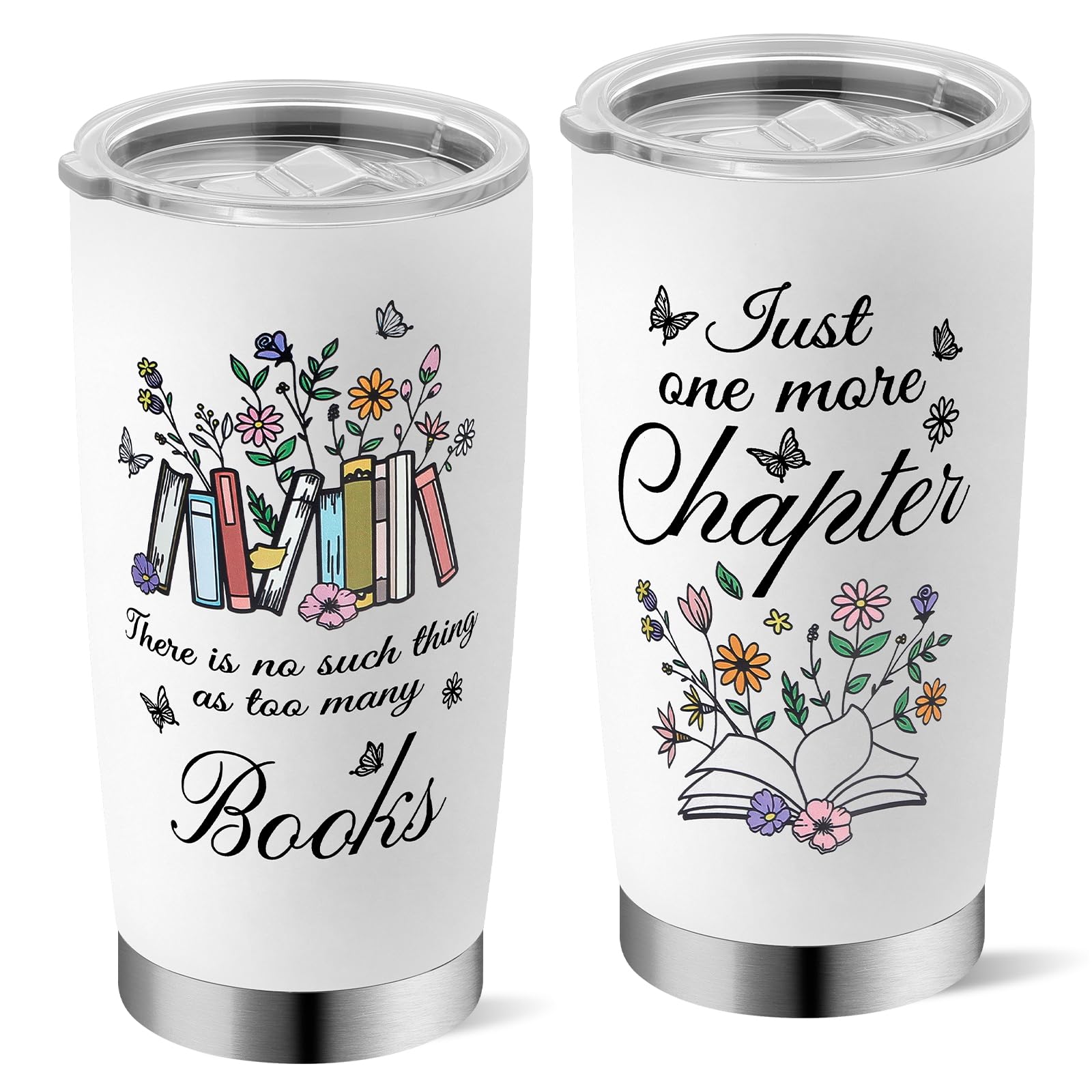 Yuecda Book Lovers Gifts for Women Stainless Steel Cup Birthday Gift for Book Lovers Bookish Gifts Librarian Appreciation Books Club Present Books Themed Gift for Bookworms 20 Oz Tumbler