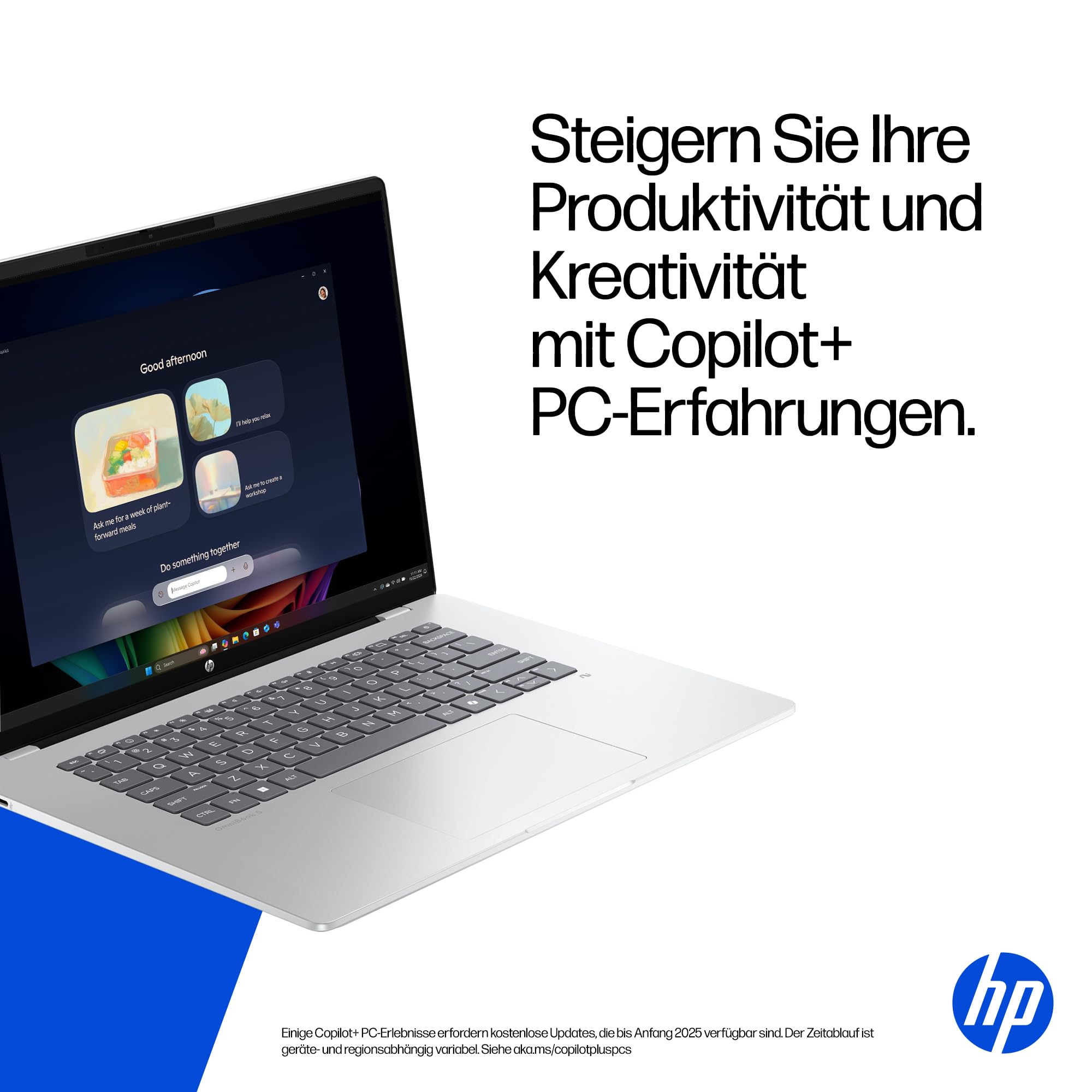 HP OmniBook 5 Next Gen AI Laptop PC, 16 Zoll 2K OLED Touch, Snapdragon X1-26-100 Prozessor (45 NPU-Tops), 16 GB LPDDR5x RAM, 512 GB PCIe SSD, Qualcomm Adreno GPU, Windows 11 Home, QWERTZ, Silber
