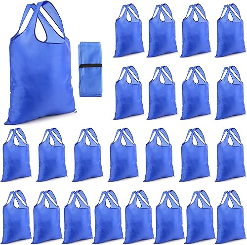 Miniatura 8 de Silkfly 24 bolsas de compras reutilizables duraderas plegables grandes para cocina, a granel con asa, bolsa de almacenamiento lavable resistente