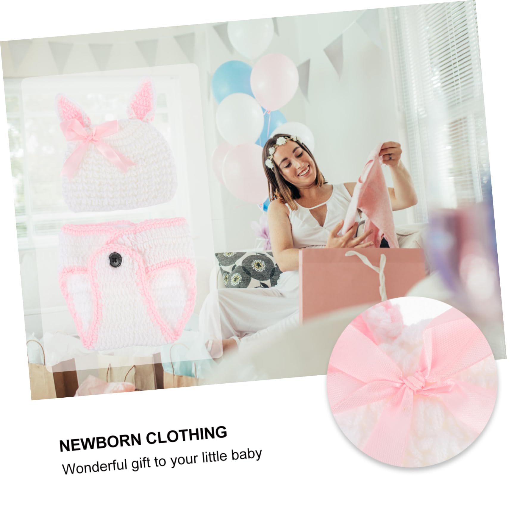 BESTonZON 4 Ensembles Costume de style lapin accessoires nourrisson trousse mignon déguisement enfant tenue de photos de photo nouveau-née séance photo de vêtements nouveau-nés fil
