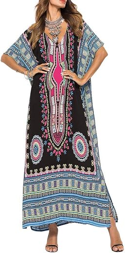 UKAL Women's One Size Kaftan Wedding Dresses Sleepwear Cover Ups Drawstring