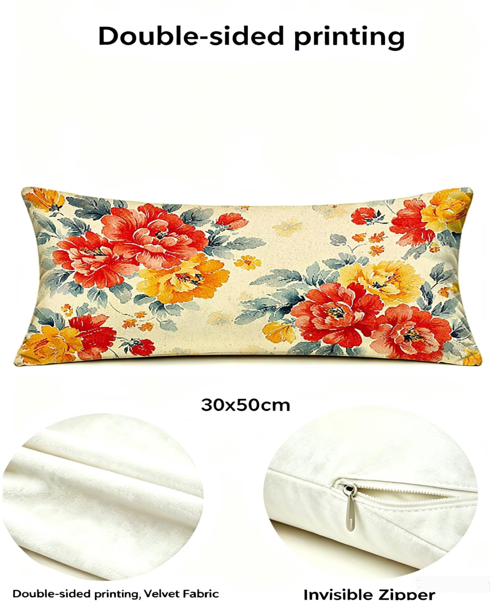 NationalitäT Kissenbezug 60x80 Pfingstrose Kopfkissenbezug 2er Set ,Wohnaccessoires & Deko ,Weich und Atmungsaktiv Samt Stoff mit Verstecktem Reißverschluss für Bett Sofa Kissen Dekokissen-85889