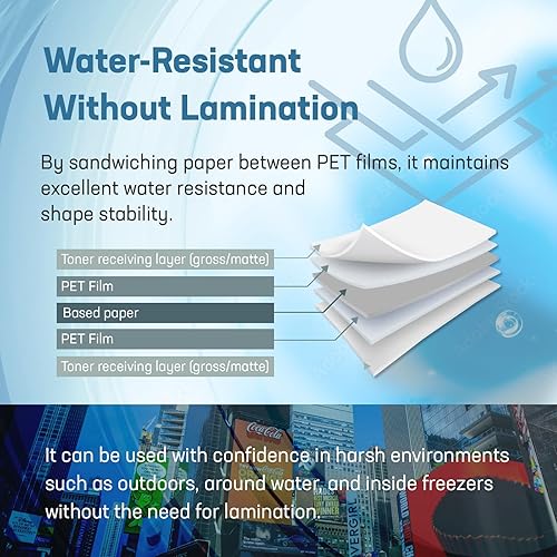 Miniatura 3 de SHIKI Papel fotocopiador de impresora láser resistente al agua de cristal ecológico (sin necesidad de laminación después de imprimir) 30 hojas (LTR)