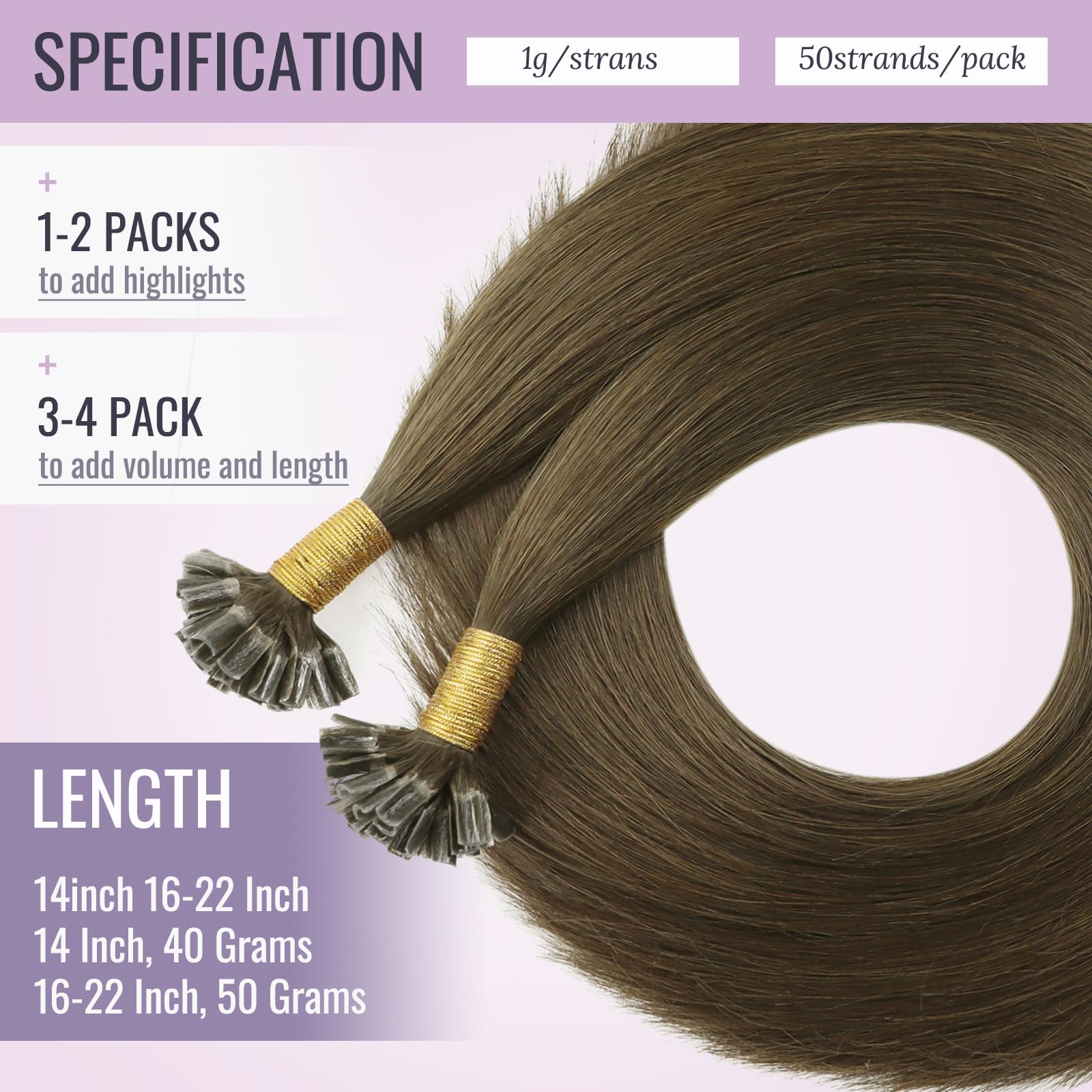 Amazon.com : Fshine Keratin U Tip Hair Extensions Human Hair 