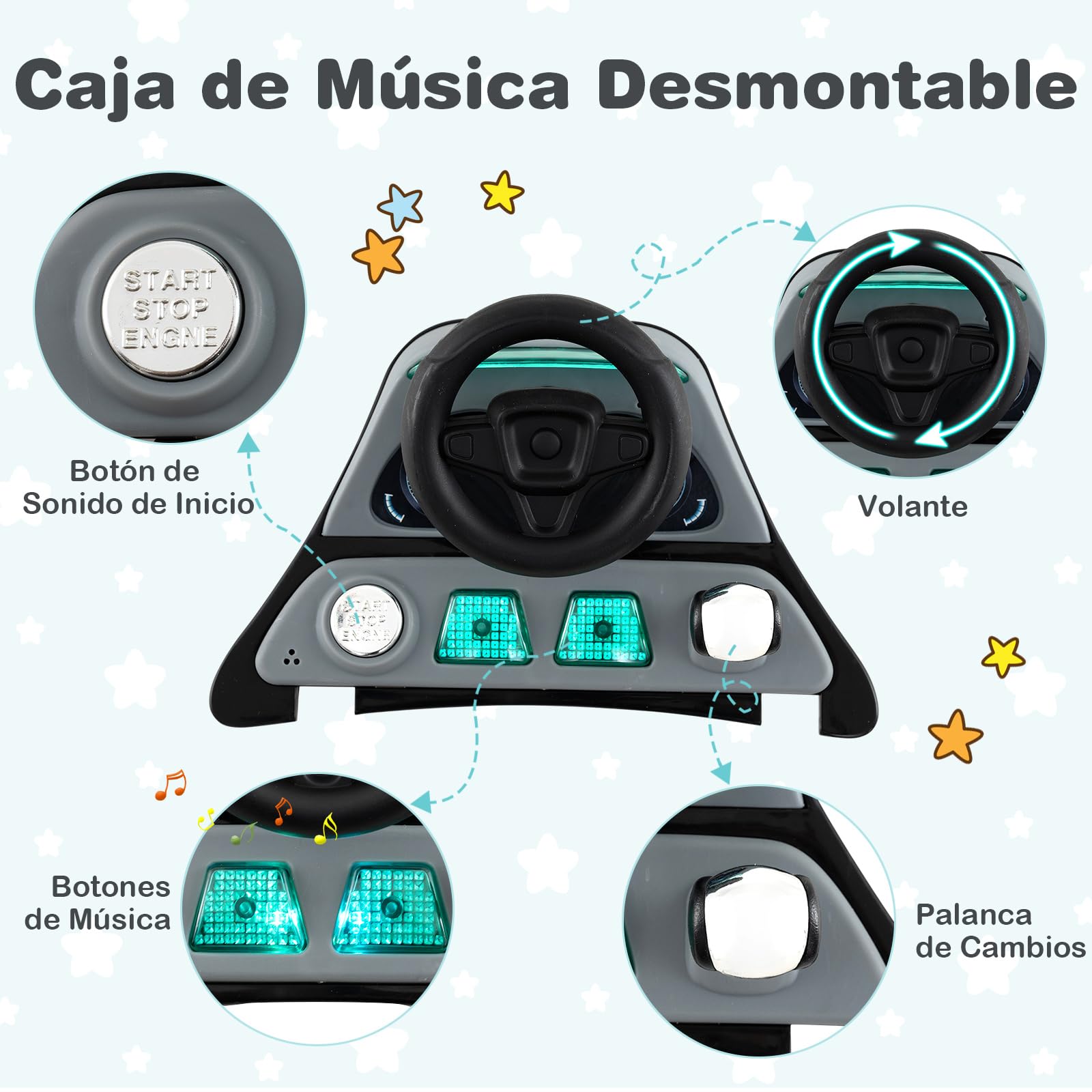 COSTWAY 6 en 1 Andador Bebés, Andador Plegable de Avión, Altura Ajustable en 3 Niveles, 6 Ruedas Universales, Caja de Música Extraíble, Tacata Bebes, Caminador Bebe para Niños de 6-18 Meses (Gris)