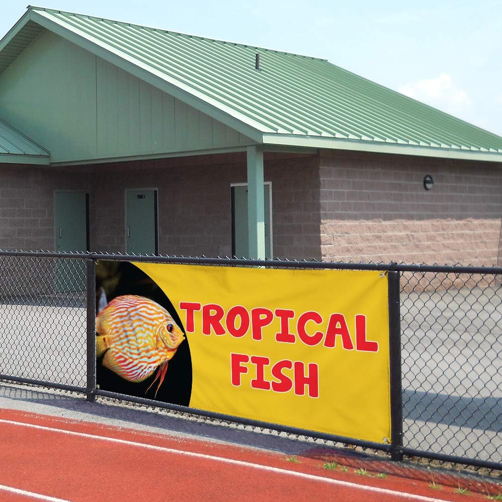 Vinyl Banner Sign Tropical Fish #1 Style B Tropical Fish Marketing Advertising Yellow - 20inx50in, 4 Grommets, One Banner