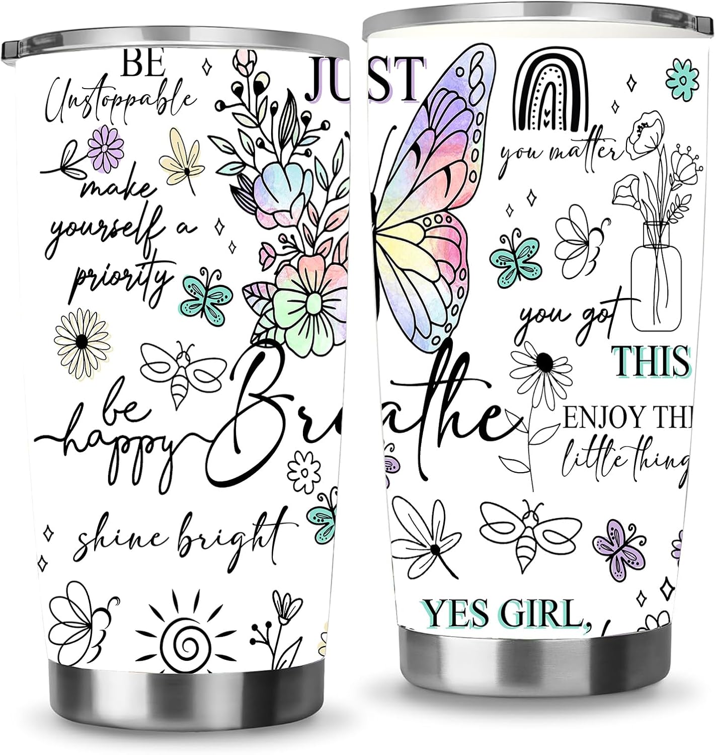 Positive Affirmations Tumbler Stainless Steel Coffee Travel Mug Cup Water Bottle for Friends Bride Colleagues, Coworkers 20oz