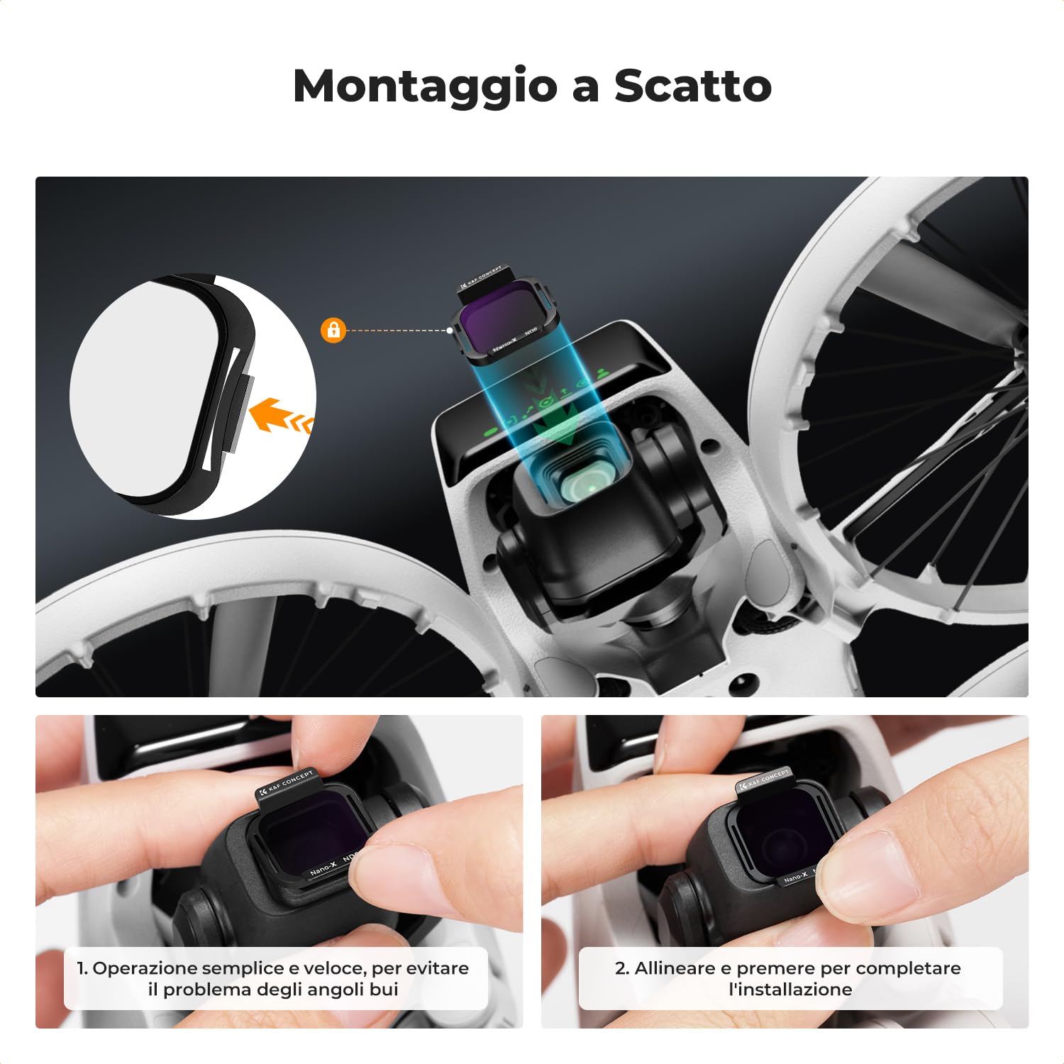 K&F CONCEPT 4 Pezzi Set di ND Filtri per DJI Flip, Filtro Densità Neutra ND8 ND16 ND32 ND64, Vetro Ottico HD Multistrato/Telaio in Alluminio, Drone Lens Accessori