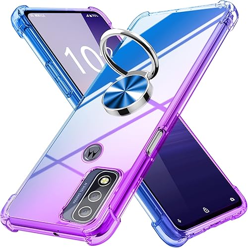 Miniatura 8 de MDM-CSZH-03-02 - Funda para Moto G Pure con soporte de anillo degradado TPU suave transparente, antideslizante, no amarillenta, borde suave para
